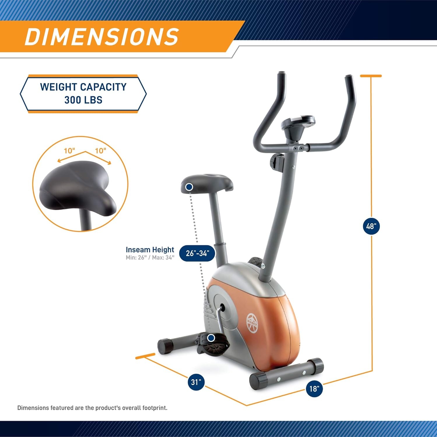 Marcy Home Fitness Personal Exercise Bike with Adjustable Magnetic Resistance for Cardio Workout and Cycle Training(Grey – Upright)