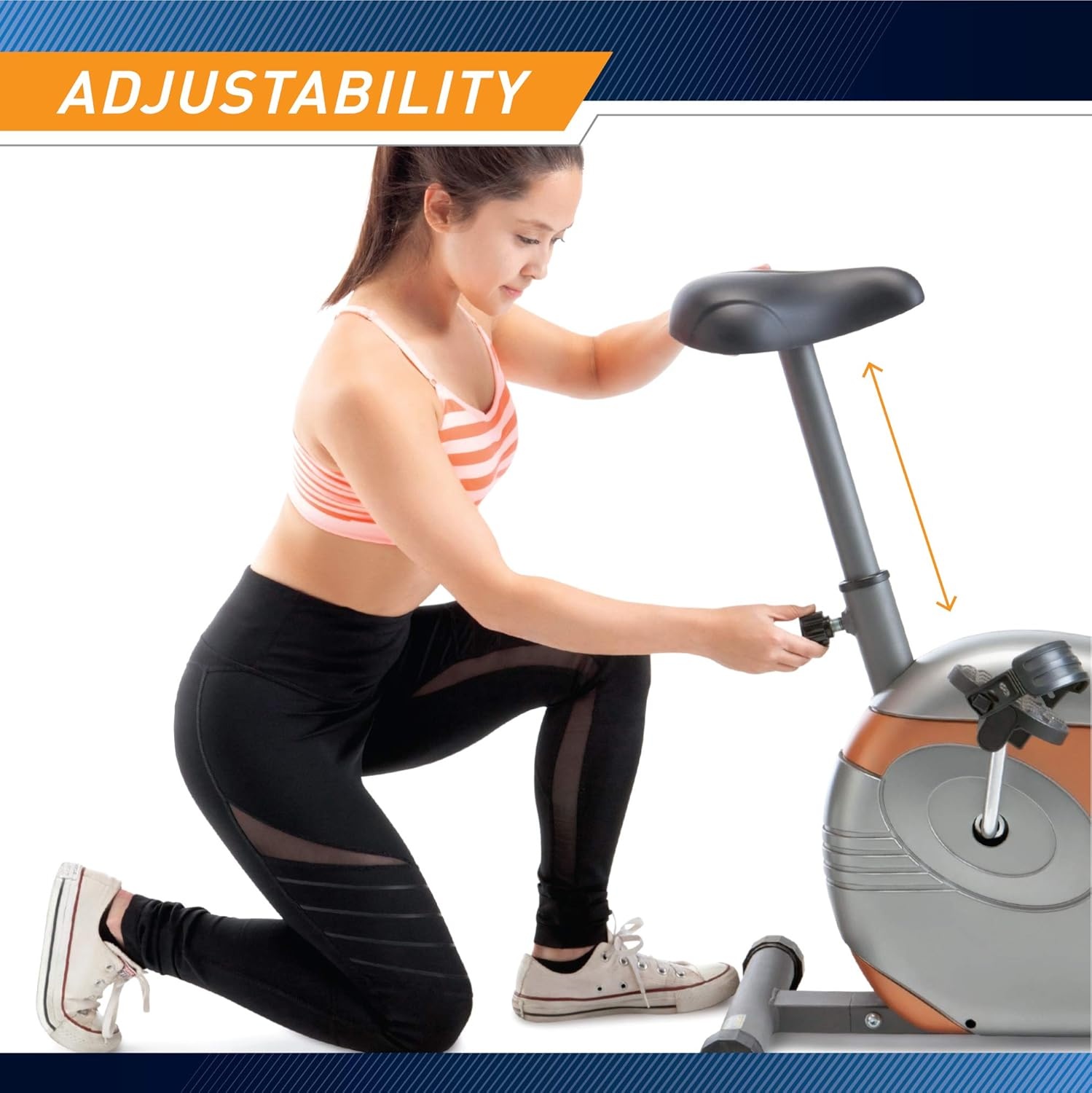 Marcy Home Fitness Personal Exercise Bike with Adjustable Magnetic Resistance for Cardio Workout and Cycle Training(Grey – Upright)