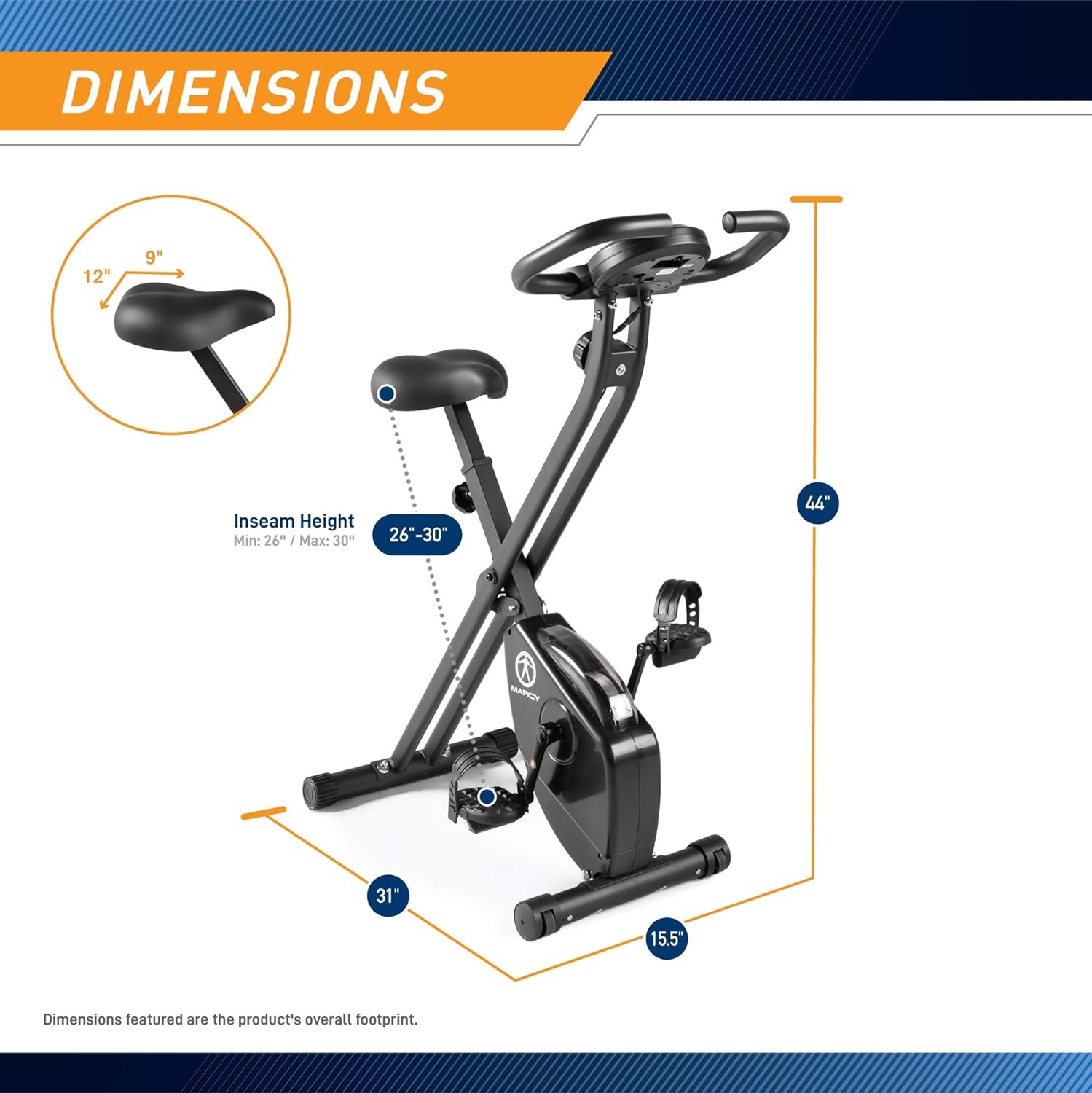 Marcy Foldable Upright Exercise Bike with Adjustable Resistance for Cardio Workout & Strength Training – Multiple Styles Available(Upright Black)
