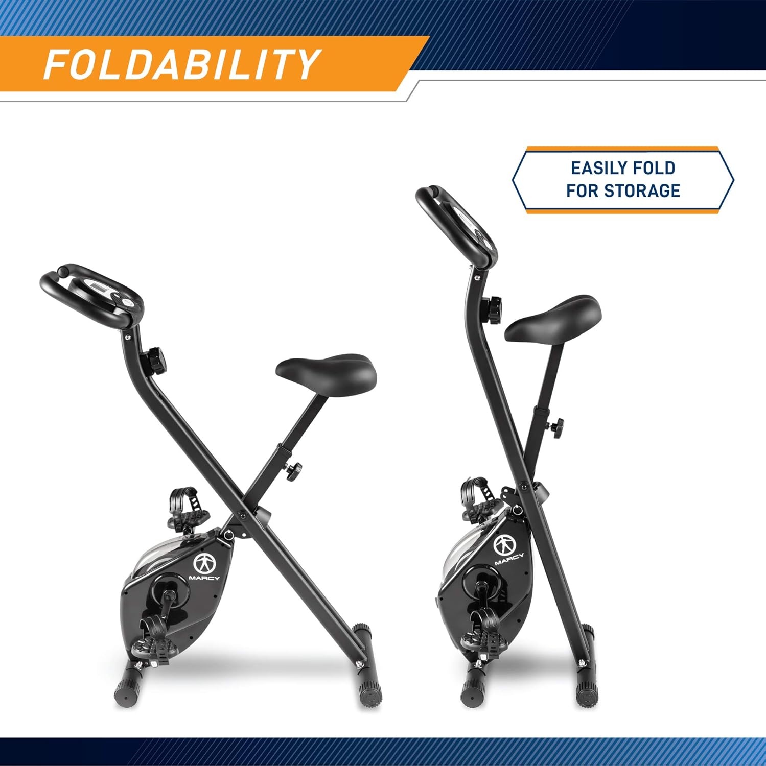 Marcy Foldable Upright Exercise Bike with Adjustable Resistance for Cardio Workout & Strength Training – Multiple Styles Available(Upright Black)