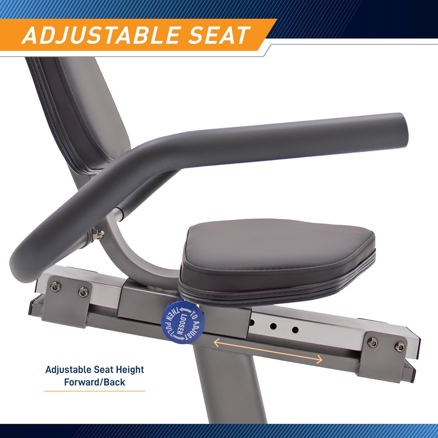Marcy Recumbent Exercise Bike with Adjustable Seat and 8 Resistance Levels, 300 Pound Capacity NS-1201R(Grey)