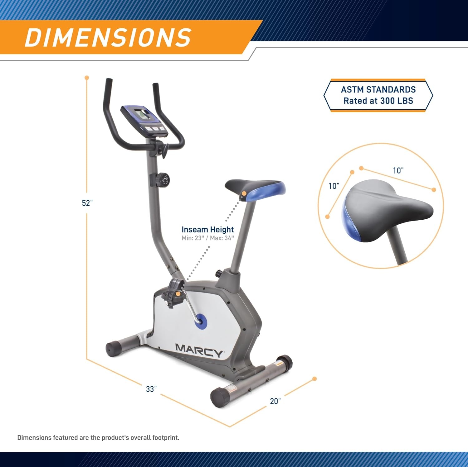 Marcy Stationary Exercise Indoor Bicycle with 8 Magnetic Resistance Levels(Black/Grey/Silver)