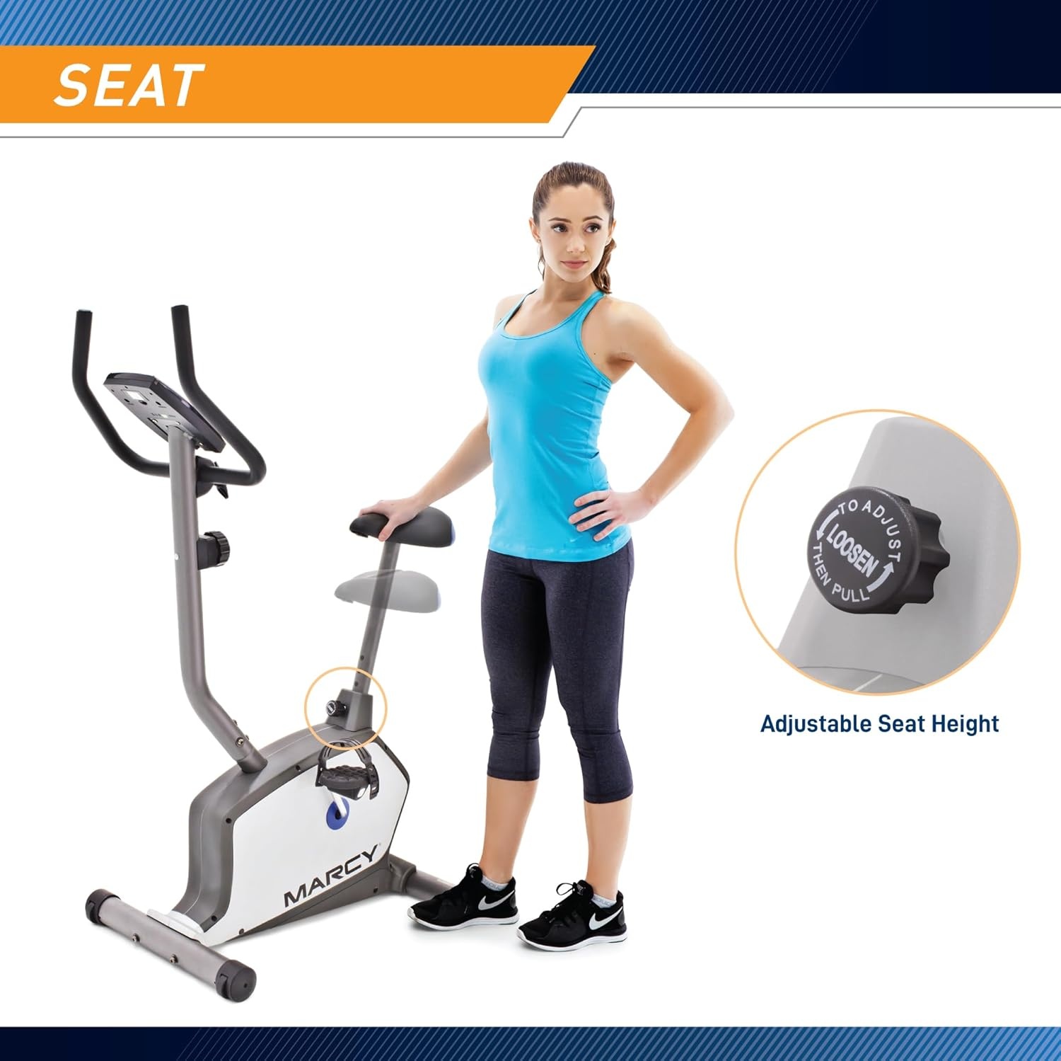 Marcy Stationary Exercise Indoor Bicycle with 8 Magnetic Resistance Levels(Black/Grey/Silver)