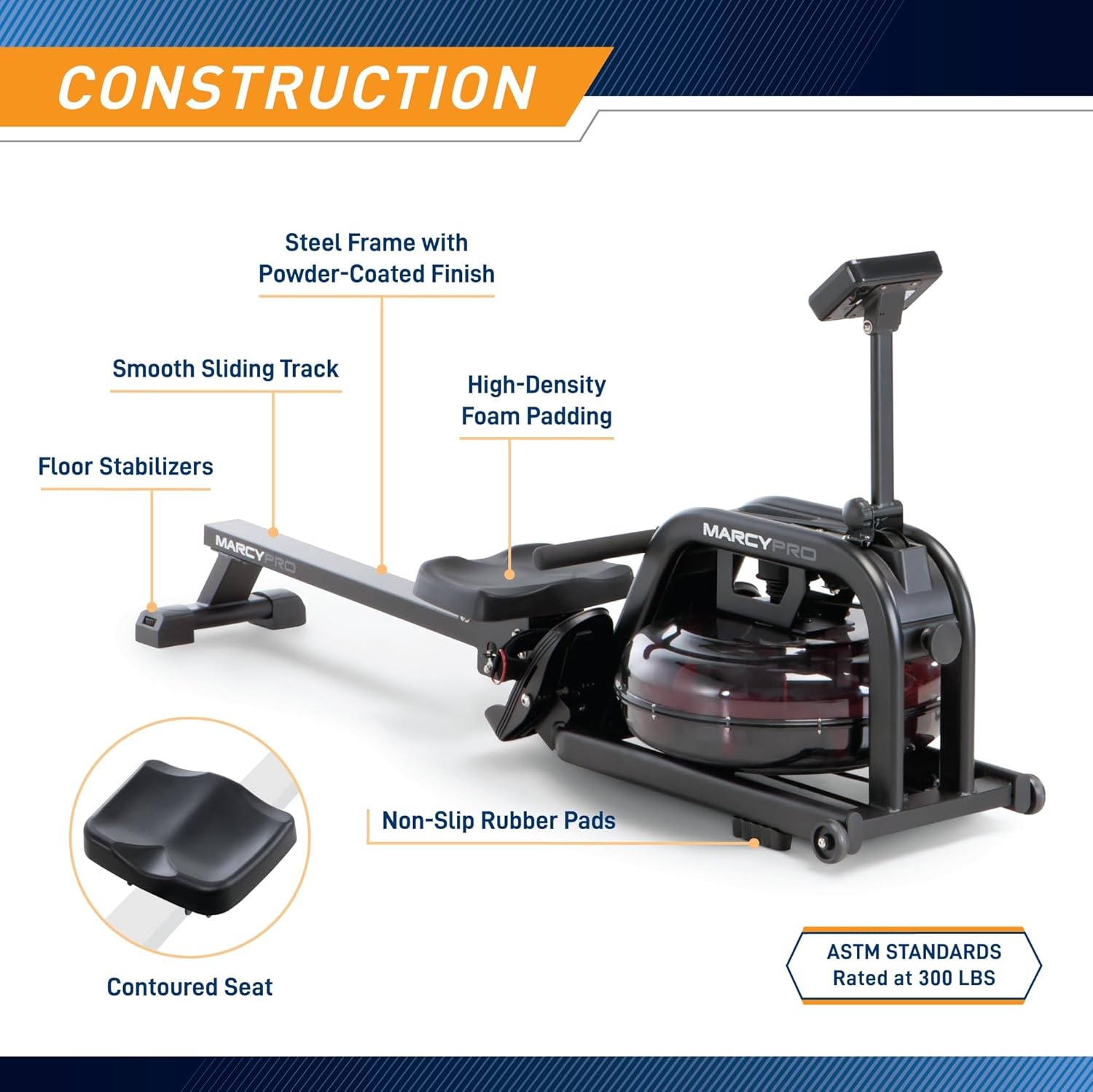 Marcy Water-Resistance Rowing Machine for Cardio Training Personal Home Gym System
