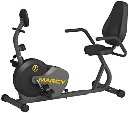Marcy Magnetic Recumbent Bike with Adjustable Resistance and Transport Wheels NS-716R(Black/Grey)