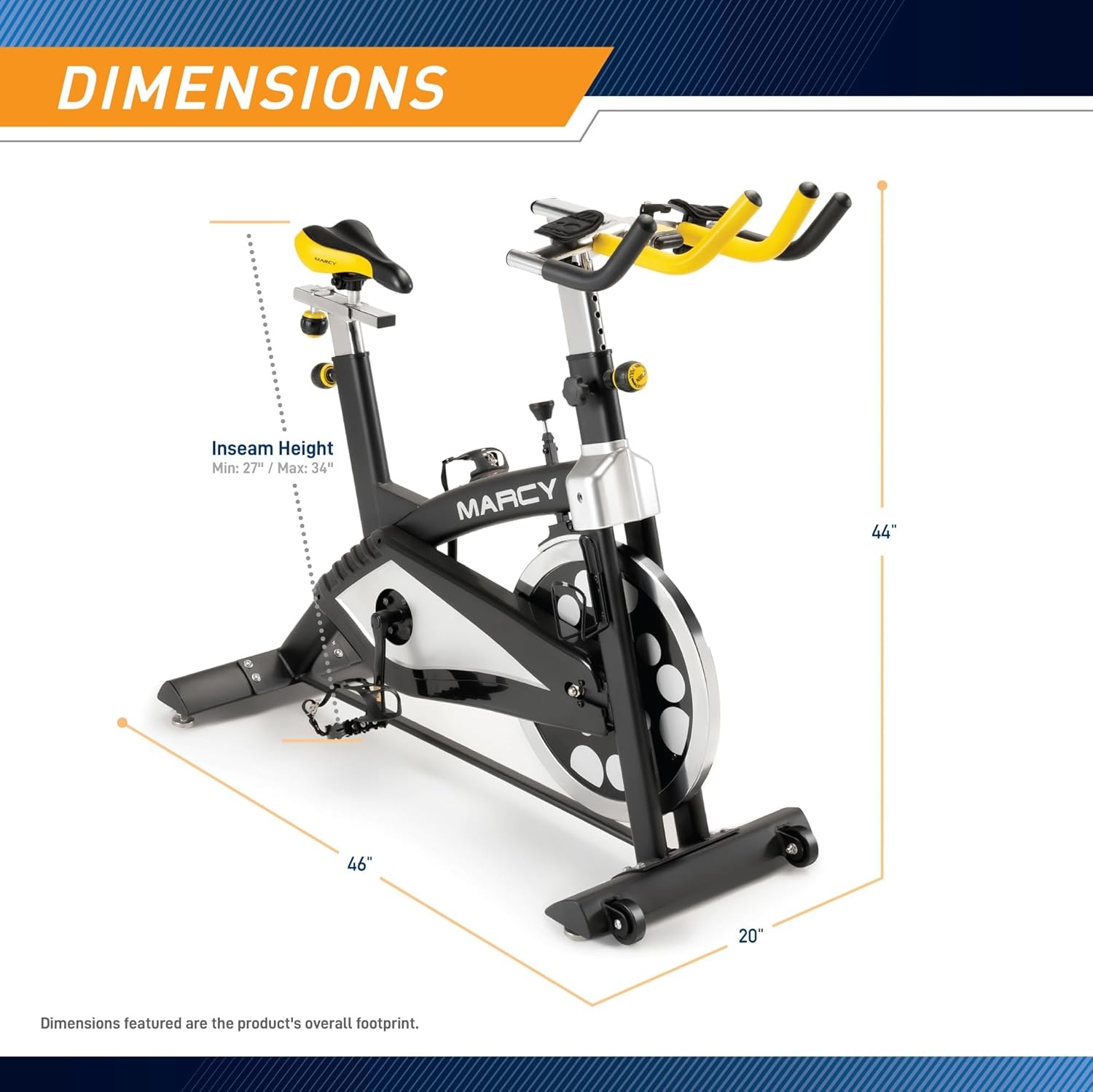 Marcy Club Revolution Bike Cycle Trainer for Cardio Exercise, Multiple Colors Available(Black/Yellow)