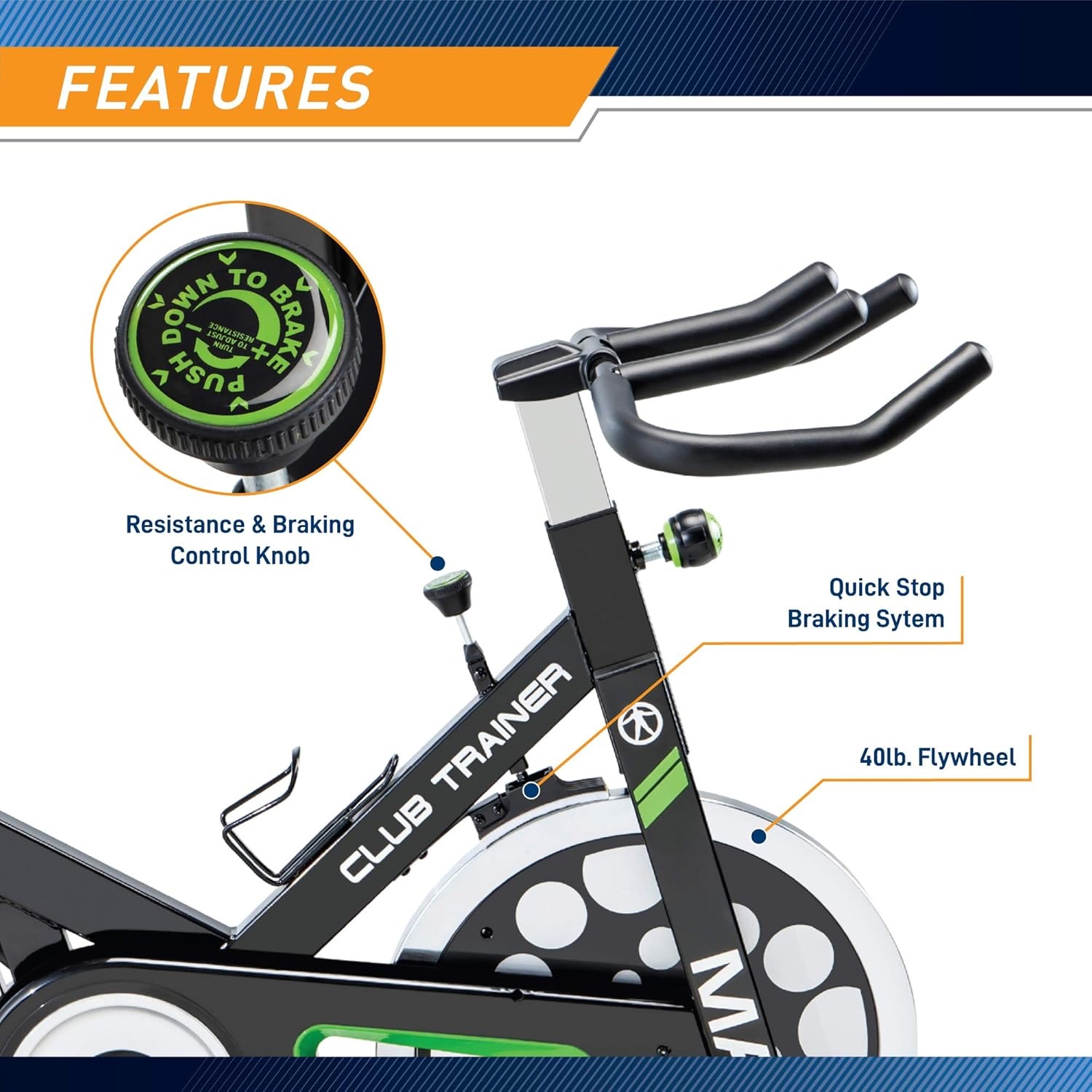 Marcy Club Revolution Bike Cycle Trainer for Cardio Exercise, Multiple Colors Available(Black/Green)
