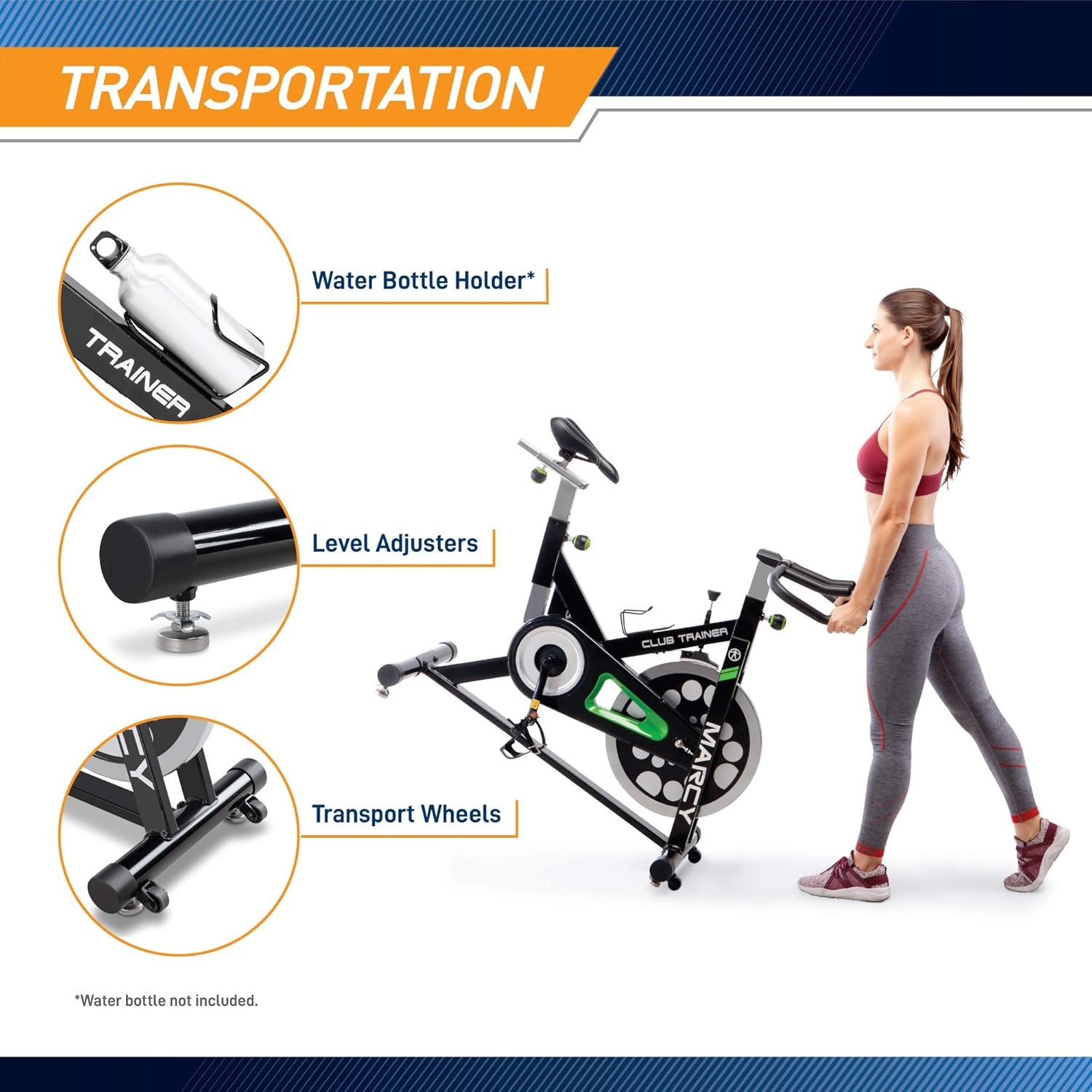 Marcy Club Revolution Bike Cycle Trainer for Cardio Exercise, Multiple Colors Available(Black/Green)