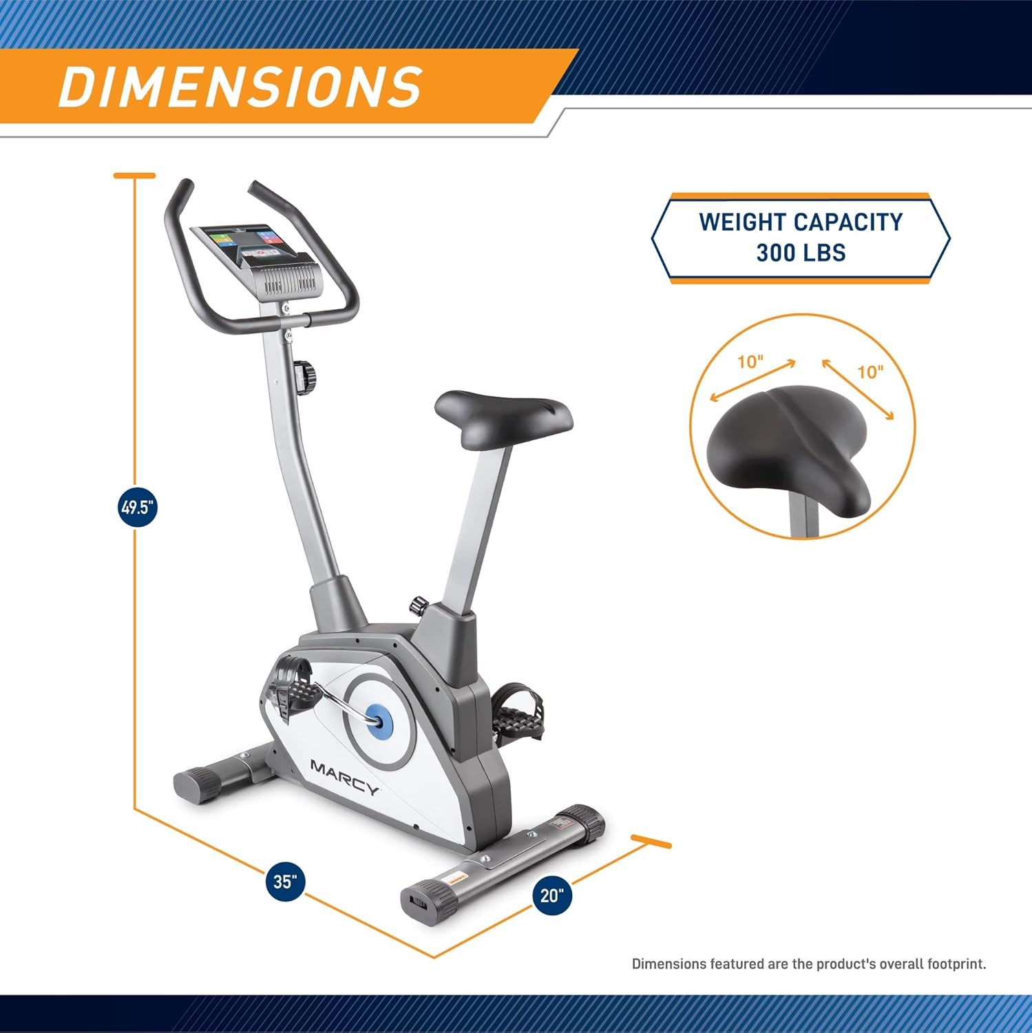 Marcy Stationary Exercise Indoor Bicycle with 8 Magnetic Resistance Levels(Grey)