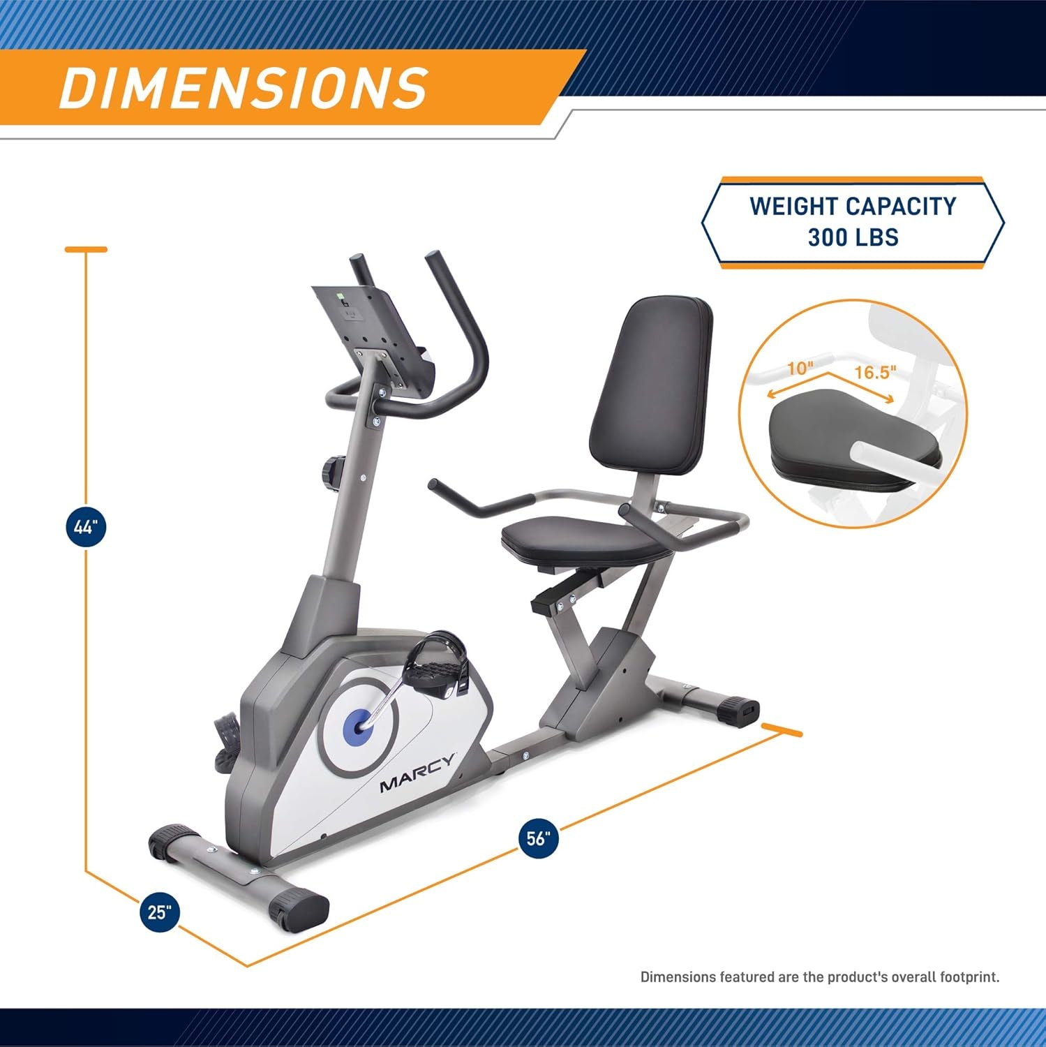 Marcy Magnetic Recumbent Exercise Bike with 8 Resistance Levels(Grey)