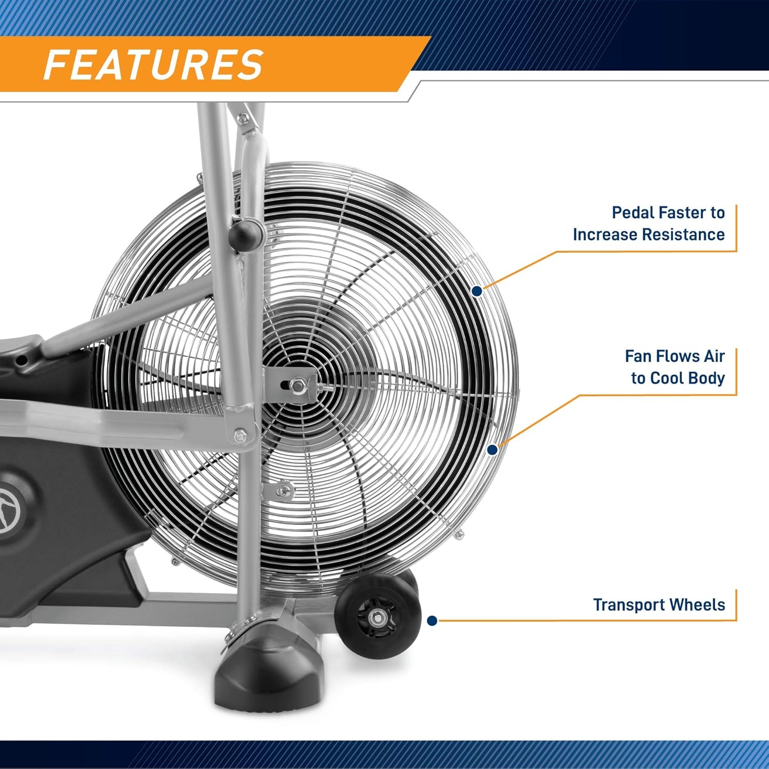 Marcy Air-Resistance Exercise Fan Bike With Dual Acction Handlebars(Dual Action Black | AIR-1)