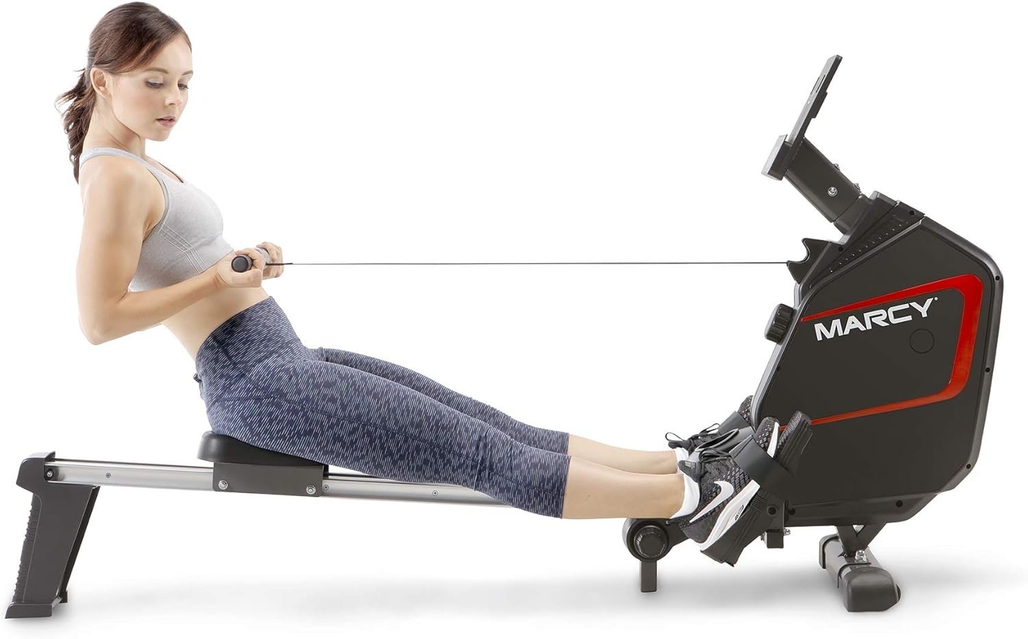 Marcy Compact 8-Level Adjustable Magnetic Resistance Rowing Machine with Transport Wheels(Foldable – Black)