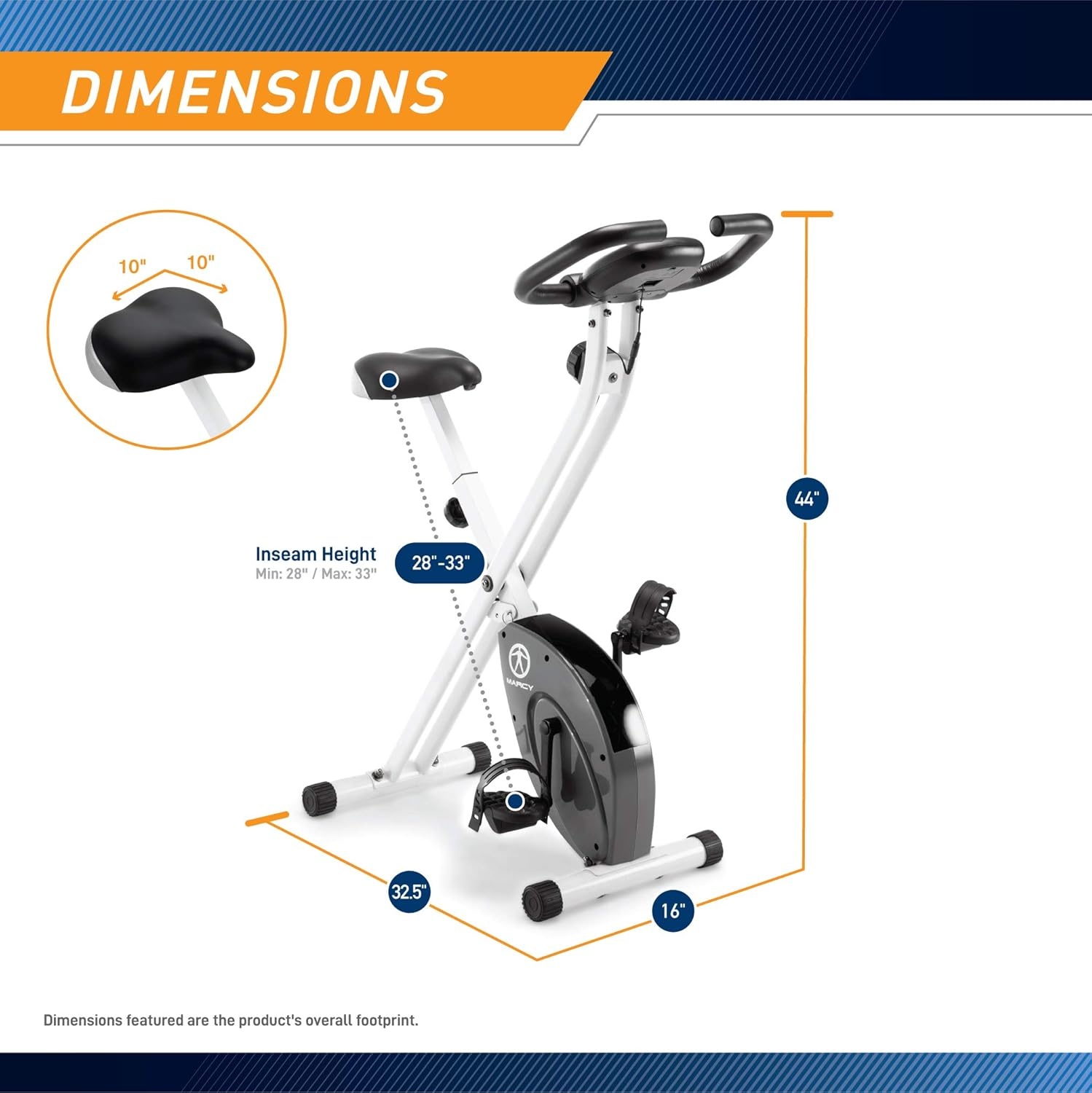 Marcy Foldable Upright Exercise Bike with Adjustable Resistance for Cardio Workout & Strength Training – Multiple Styles Available(Upright White)