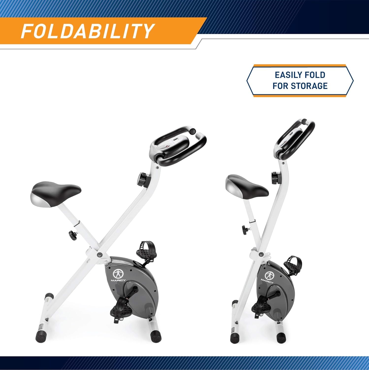 Marcy Foldable Upright Exercise Bike with Adjustable Resistance for Cardio Workout & Strength Training – Multiple Styles Available(Upright White)