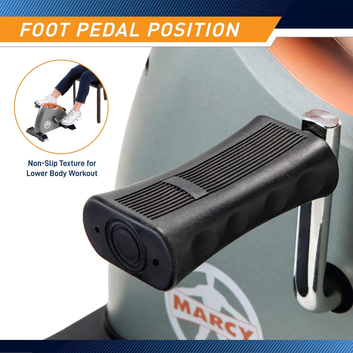 Marcy Under Desk Mini Pedal Leg and Arm Exercise Cycle with Adjustable Magnetic Resistance Leg Exercisers(Grey)