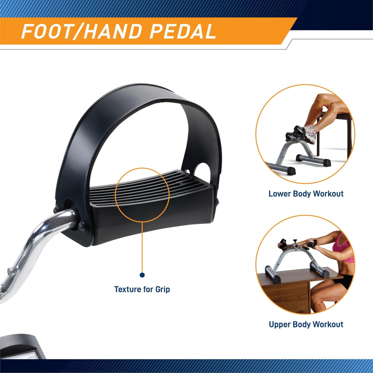 Marcy Under Desk Mini Pedal Leg and Arm Exercise Cycle with Adjustable Magnetic Resistance Leg Exercisers(Black)