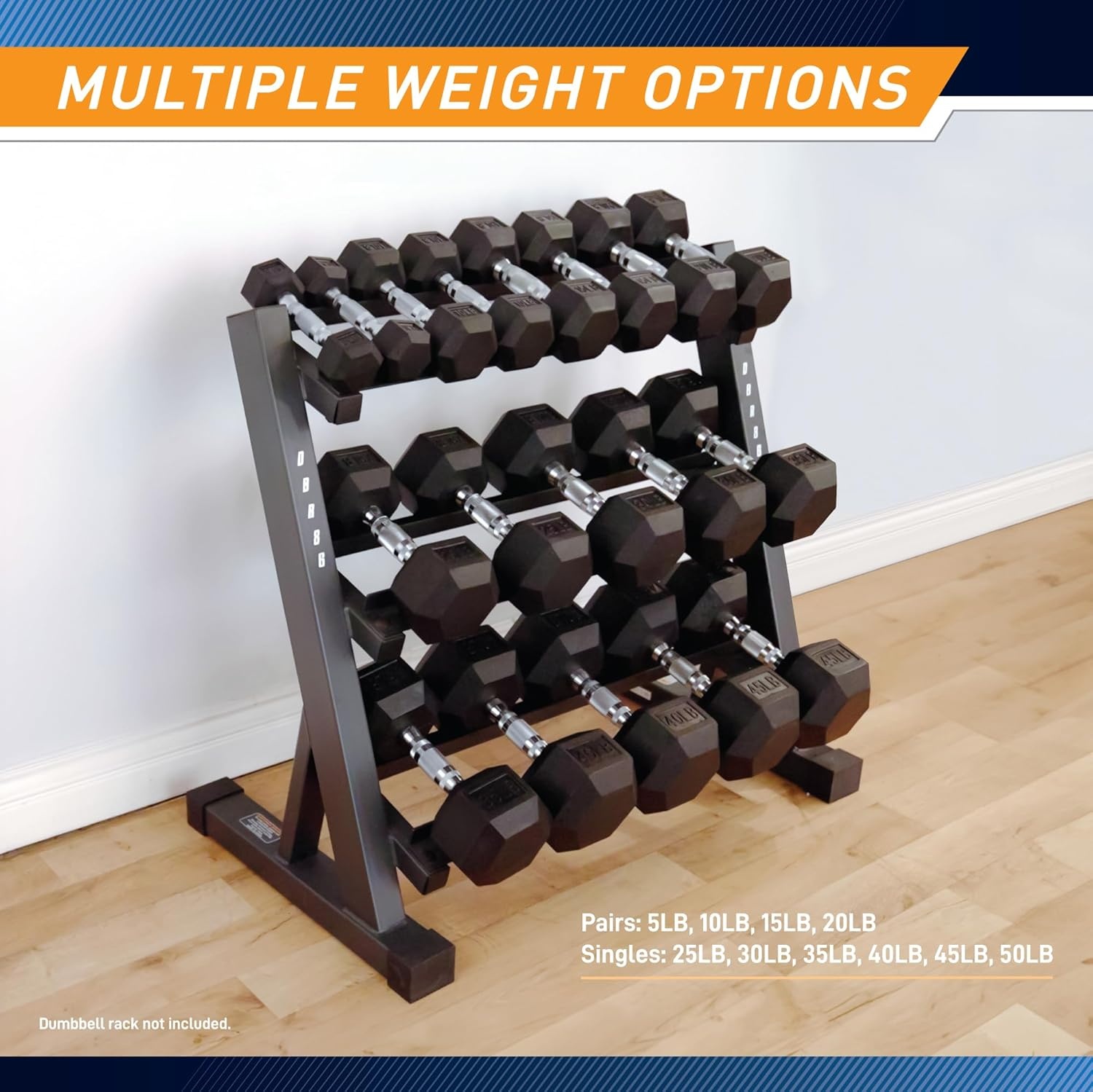 Marcy Rubber Hex Dumbbell Sold in Pairs – Available for 5lb – 20lb