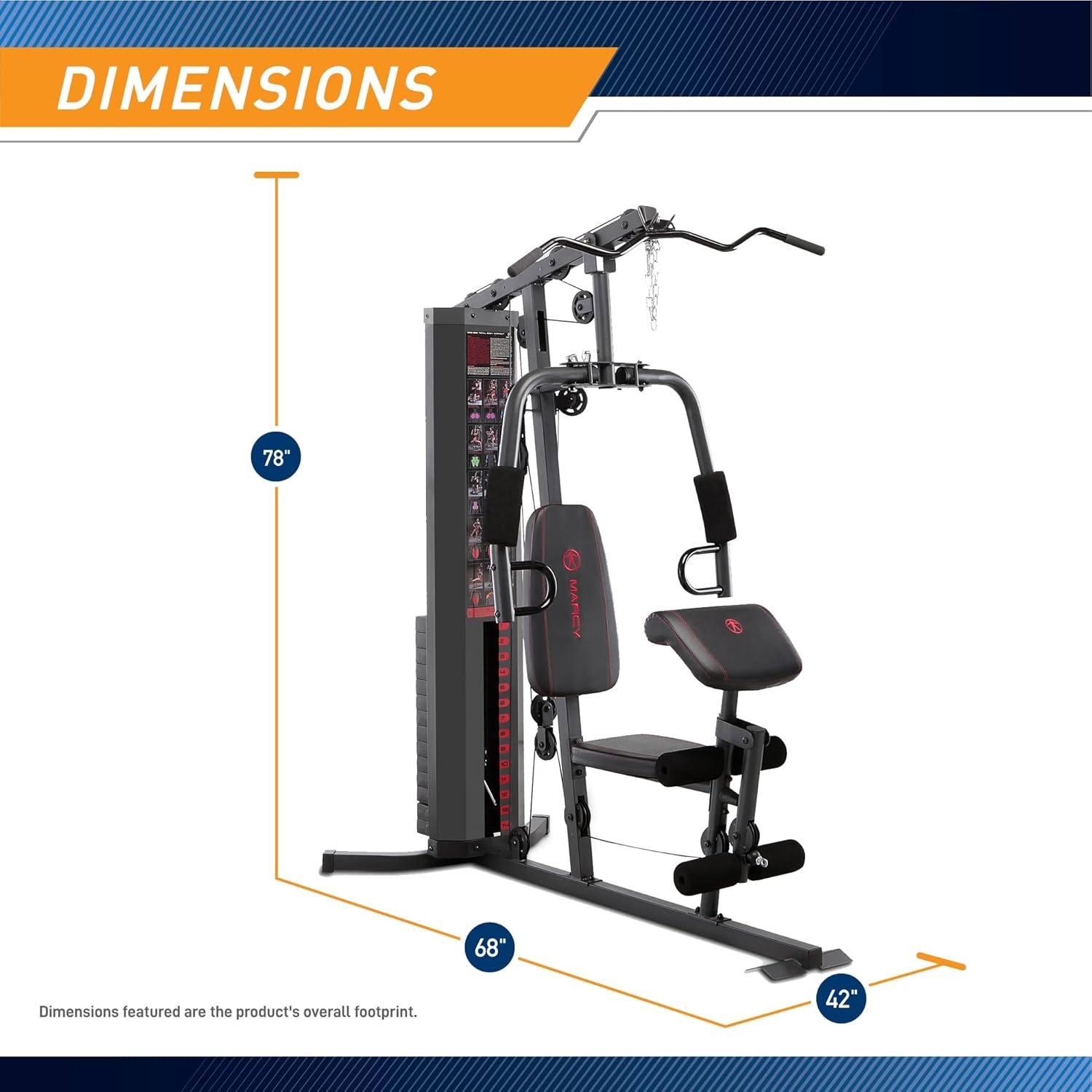 Marcy Multifunction Steel Home Gym 150lb Weight Stack Machine(Black – MWM-989)