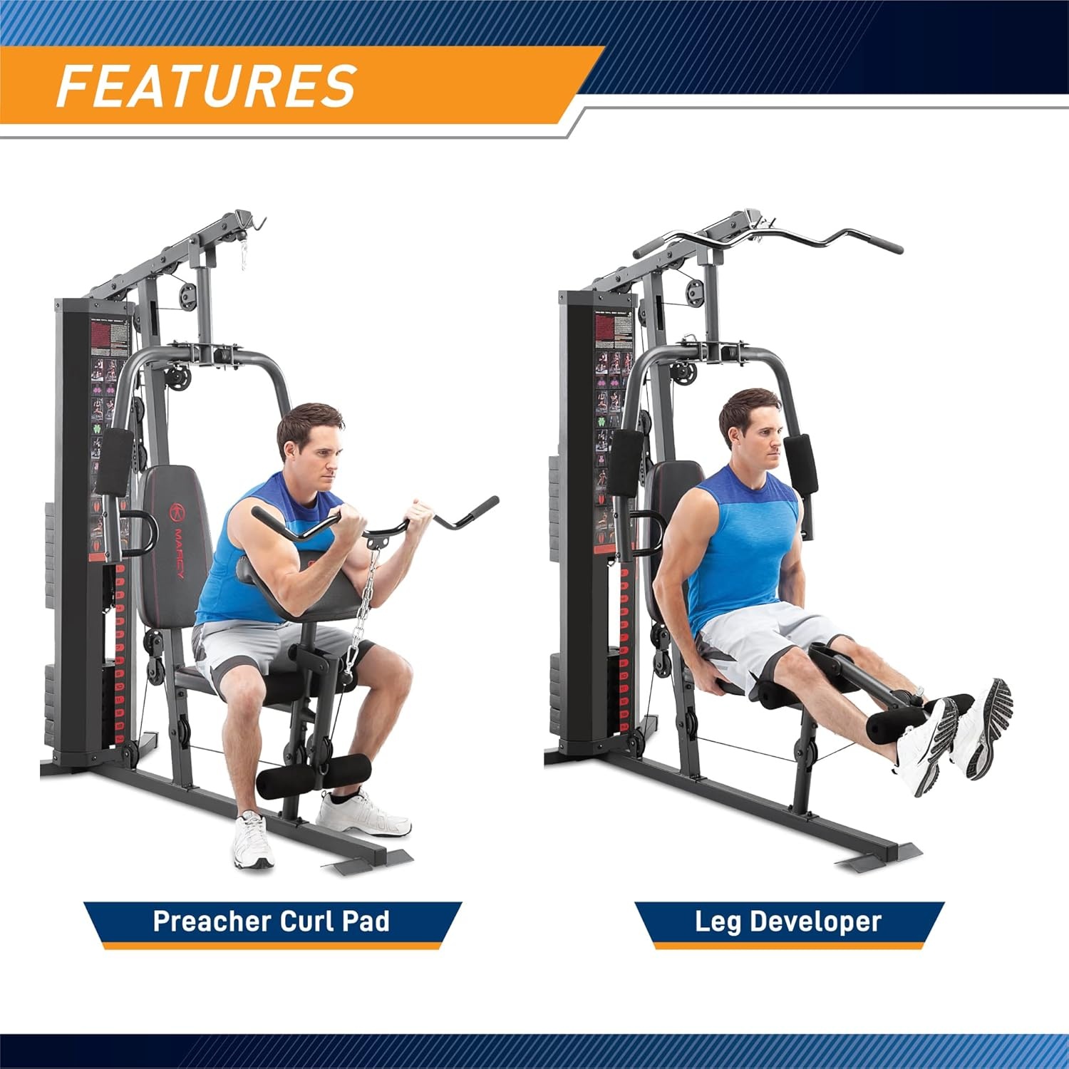 Marcy Multifunction Steel Home Gym 150lb Weight Stack Machine(Black – MWM-989)