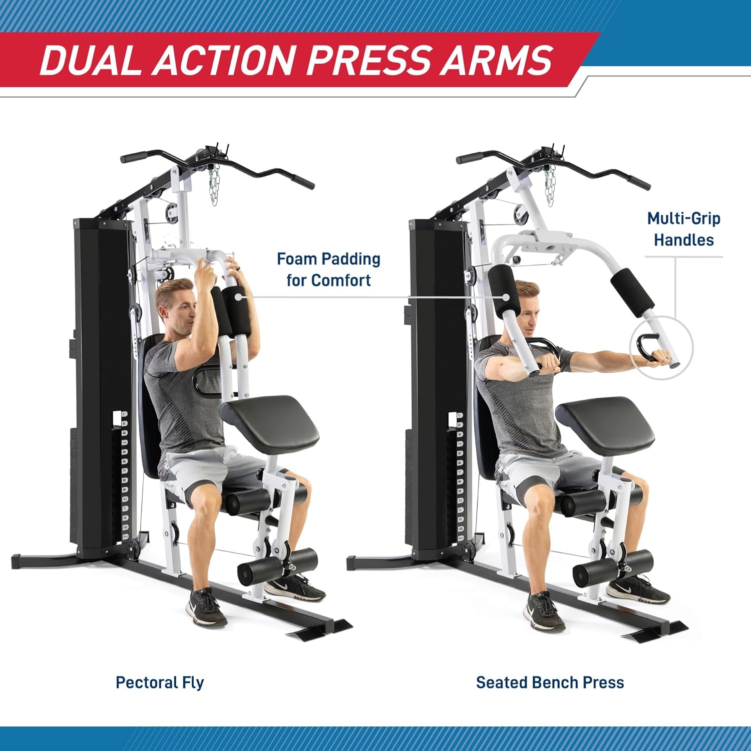 Marcy 150lb. Stack Home Gym with Pulley, Arm, and Leg Developer Multifunctional Workout Station for Weightlifting and Bodybuilding(MWM-8147)