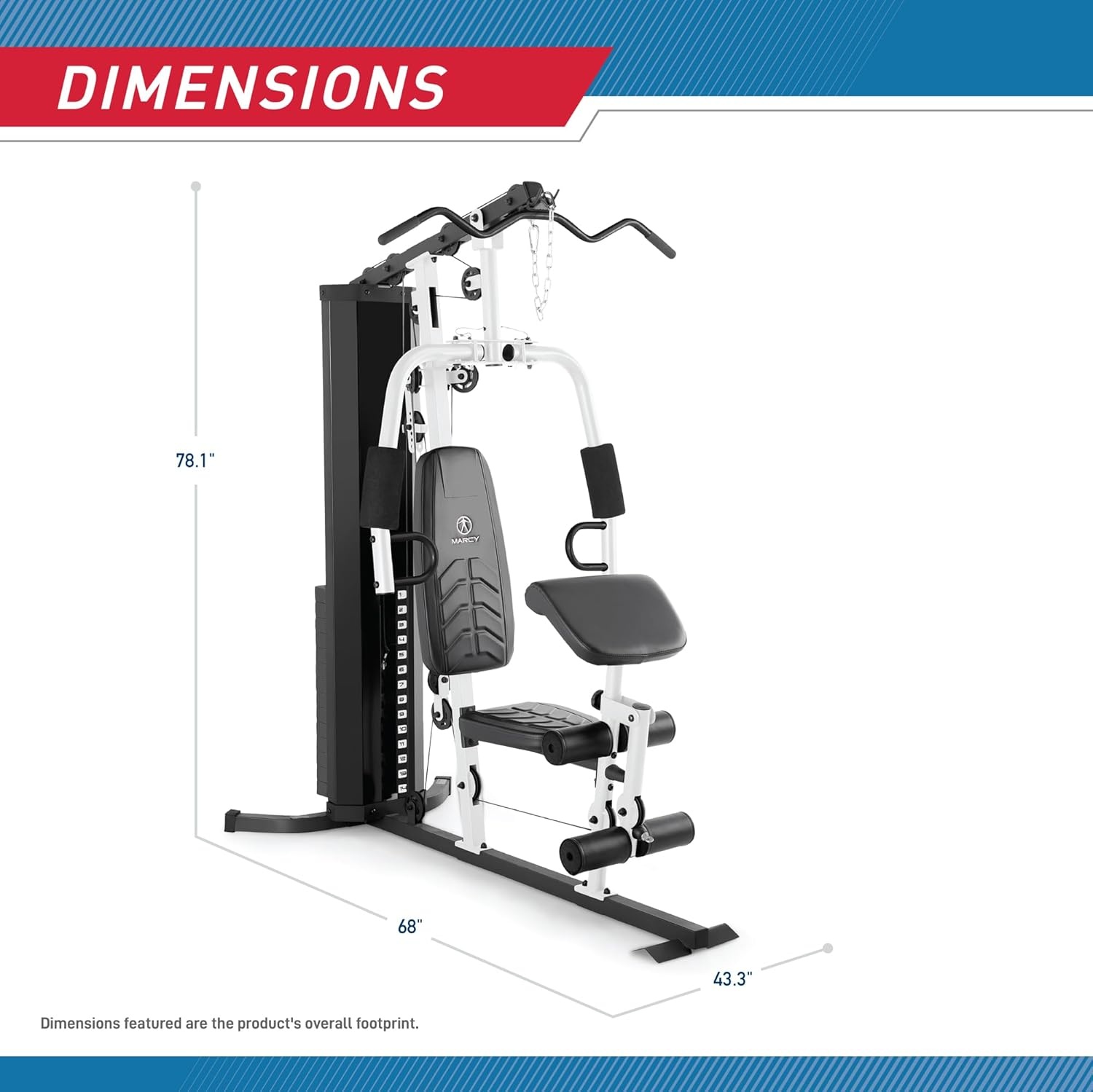 Marcy 150lb. Stack Home Gym with Pulley, Arm, and Leg Developer Multifunctional Workout Station for Weightlifting and Bodybuilding(MWM-8147)