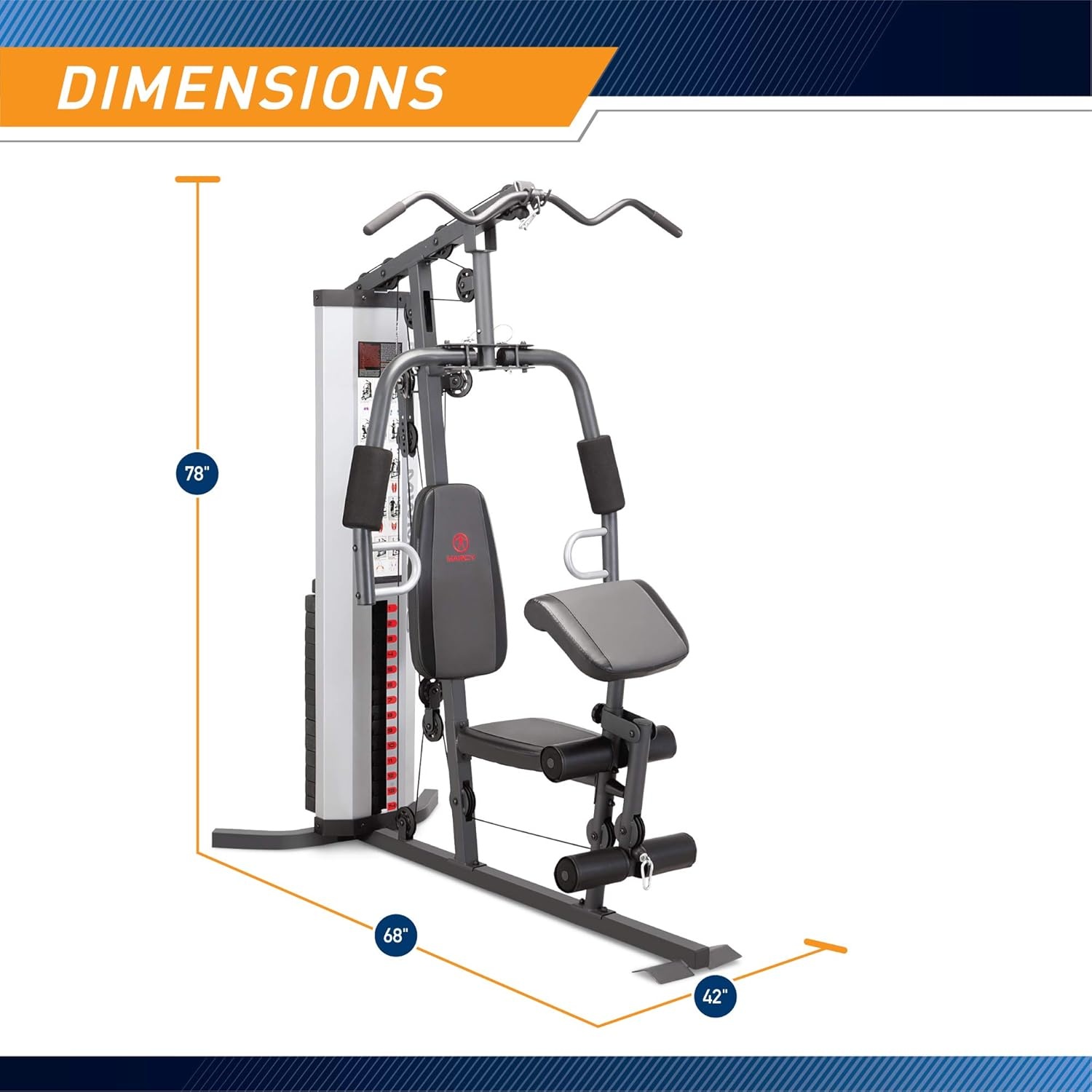 Marcy Multifunctional Workout Station 100lbs to 200lbs Stack Home Gym for Weightlifting and Bodybuilding(Grey – MWM-988)