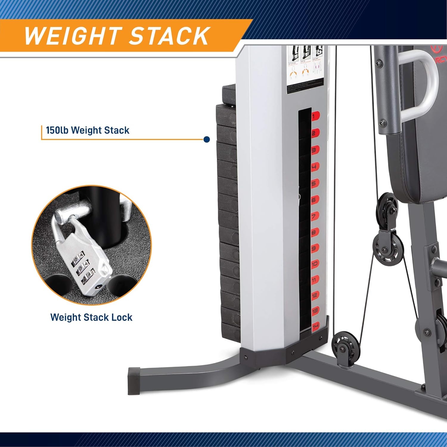 Marcy Multifunctional Workout Station 100lbs to 200lbs Stack Home Gym for Weightlifting and Bodybuilding(Grey – MWM-988)