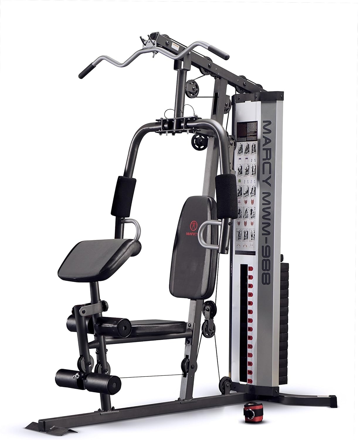Marcy Multifunctional Workout Station 100lbs to 200lbs Stack Home Gym for Weightlifting and Bodybuilding(Grey – MWM-988)