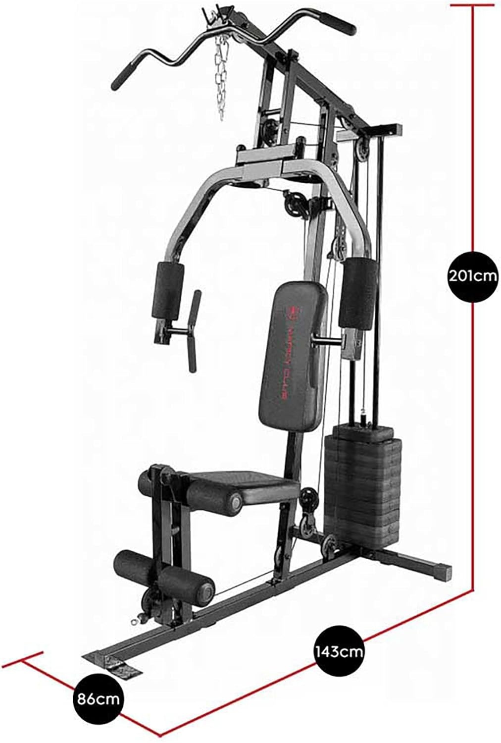 Marcy Multifunctional Workout Station 100lbs to 200lbs Stack Home Gym for Weightlifting and Bodybuilding(Black – 100 lbs)