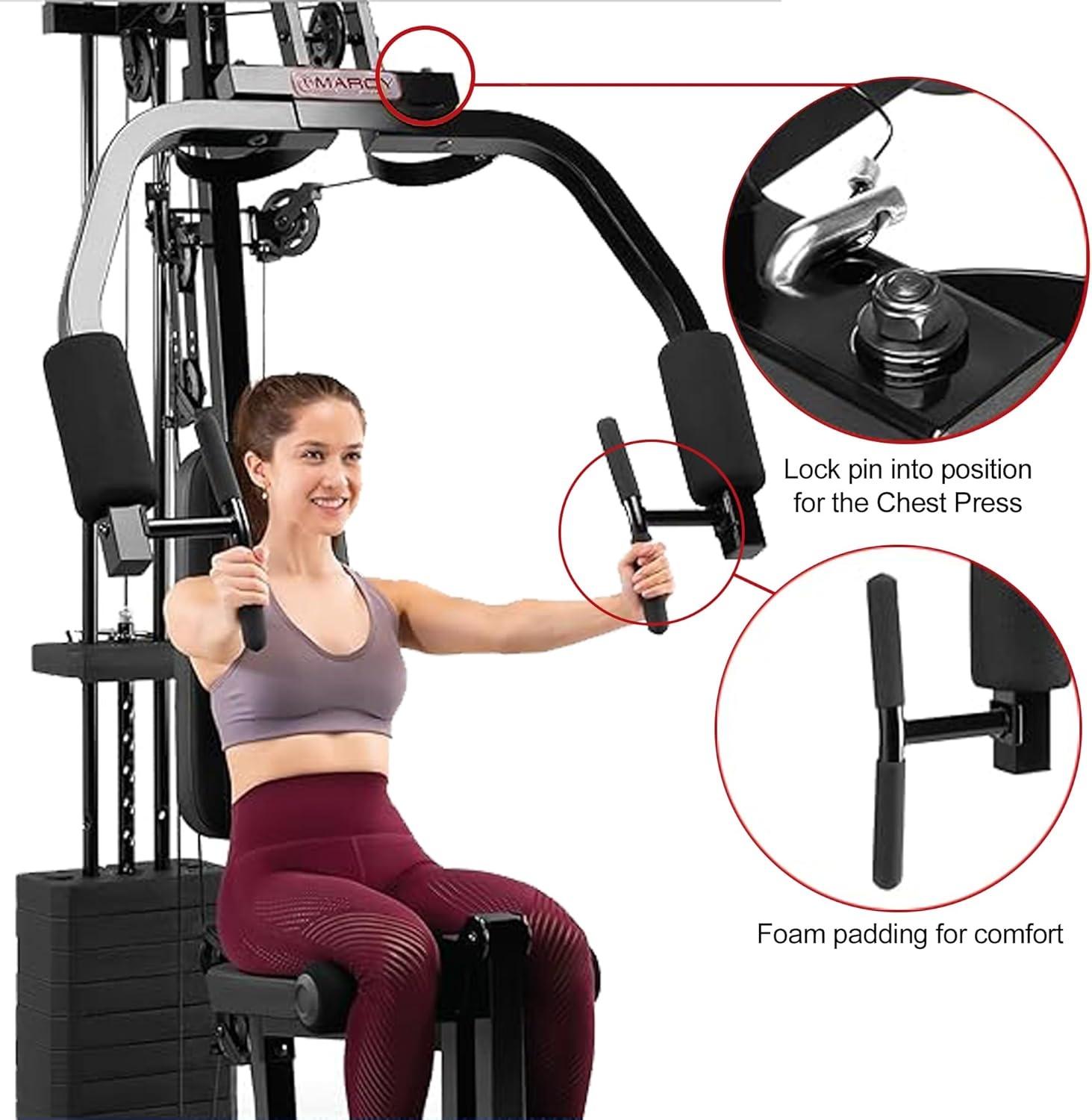 Marcy Multifunctional Workout Station 100lbs to 200lbs Stack Home Gym for Weightlifting and Bodybuilding(Black – 100 lbs)