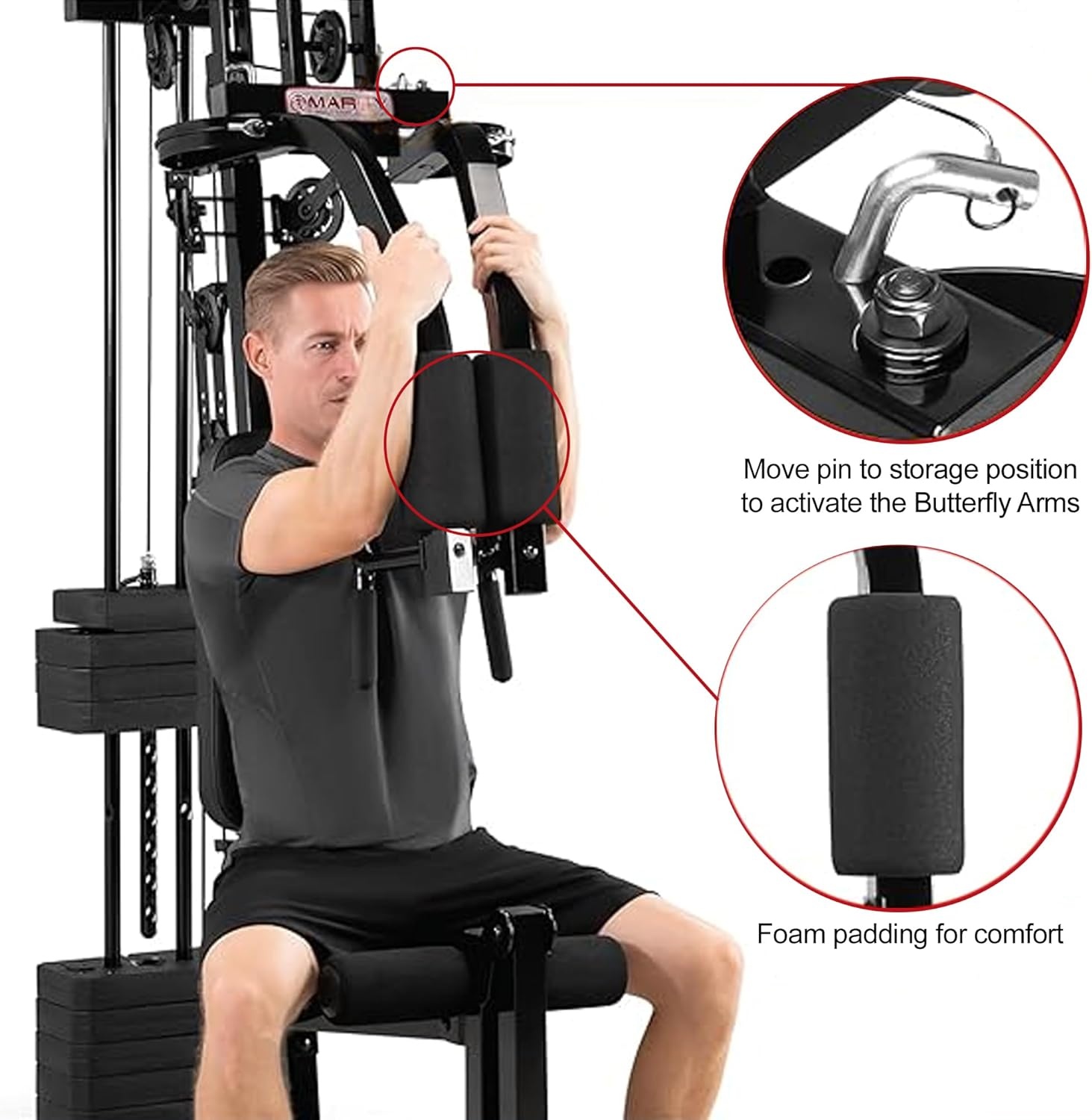 Marcy Multifunctional Workout Station 100lbs to 200lbs Stack Home Gym for Weightlifting and Bodybuilding(Black – 100 lbs)