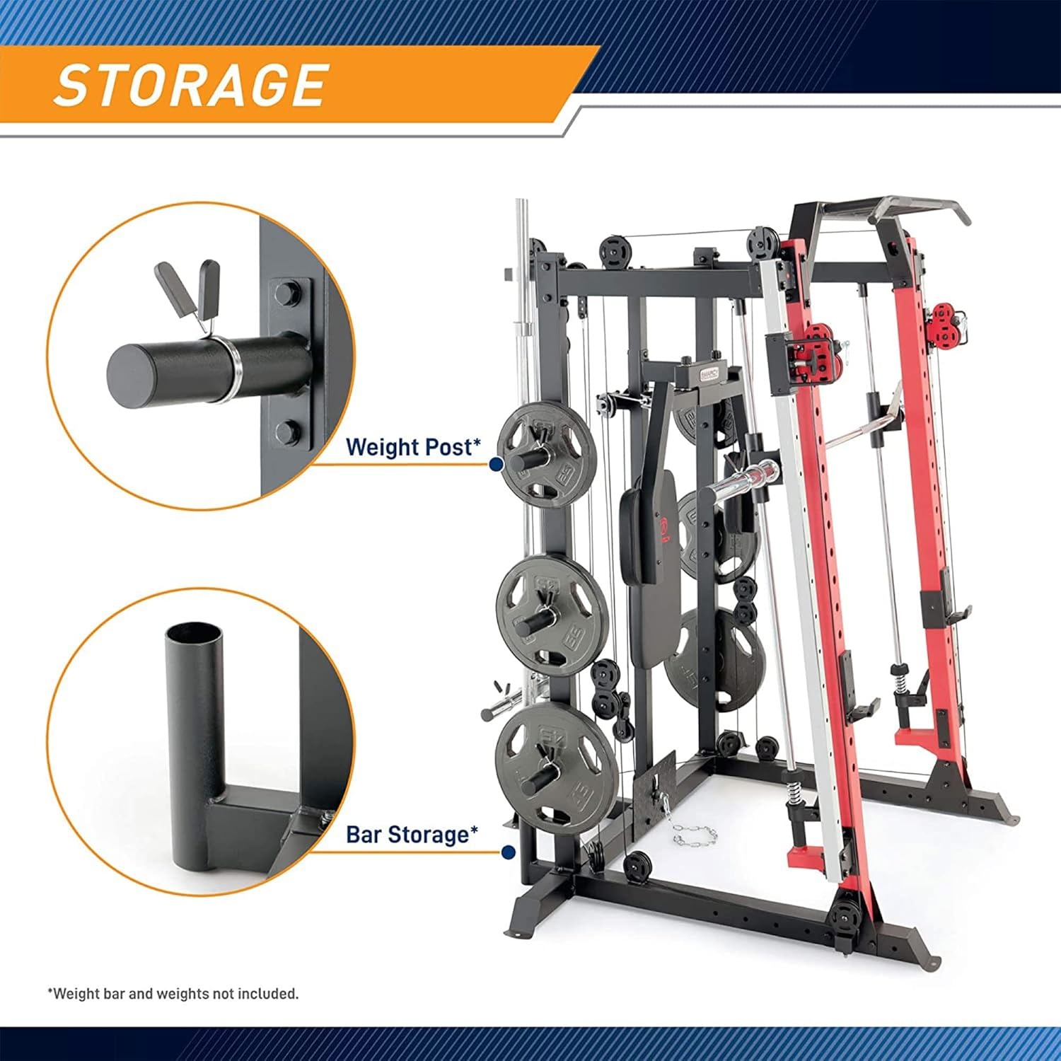 Marcy Smith Machine Cage System Home Gym Multifunction Rack, Customizable Training Station(White)