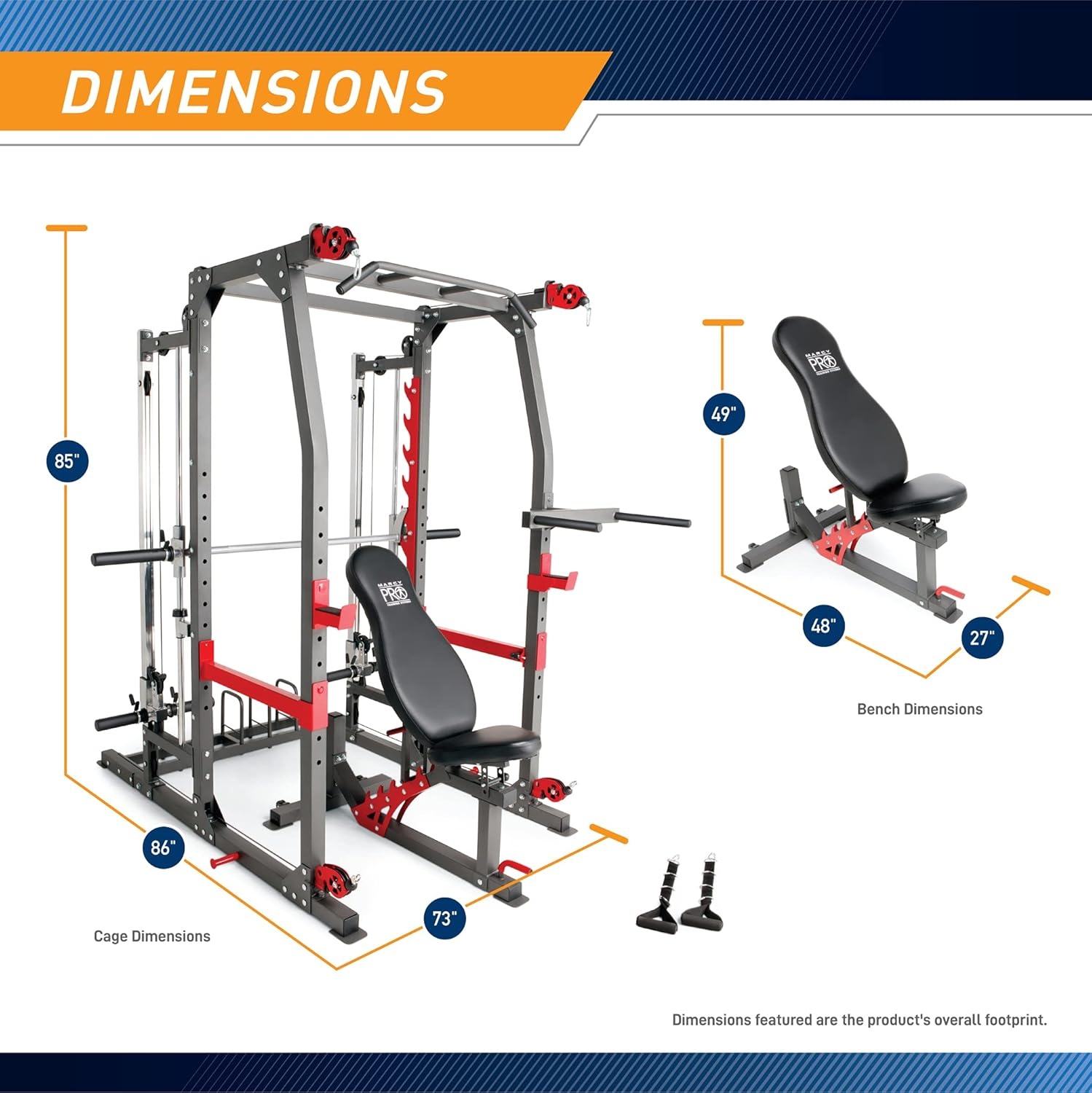 Marcy Smith Machine Home Gym System SM-4903, All-in-One Strength Training Cage with Weight Bench, Pulley, Squat Rack & Workout Station(Grey)
