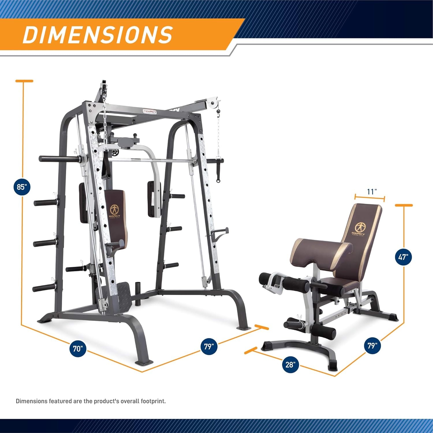 Marcy Smith Cage Workout Machine Full Body StrengthTraining Home Gym Equipment System with Leg Developer, Press Bar, PEC Deck, and Squat Rack(Brown/Silver)