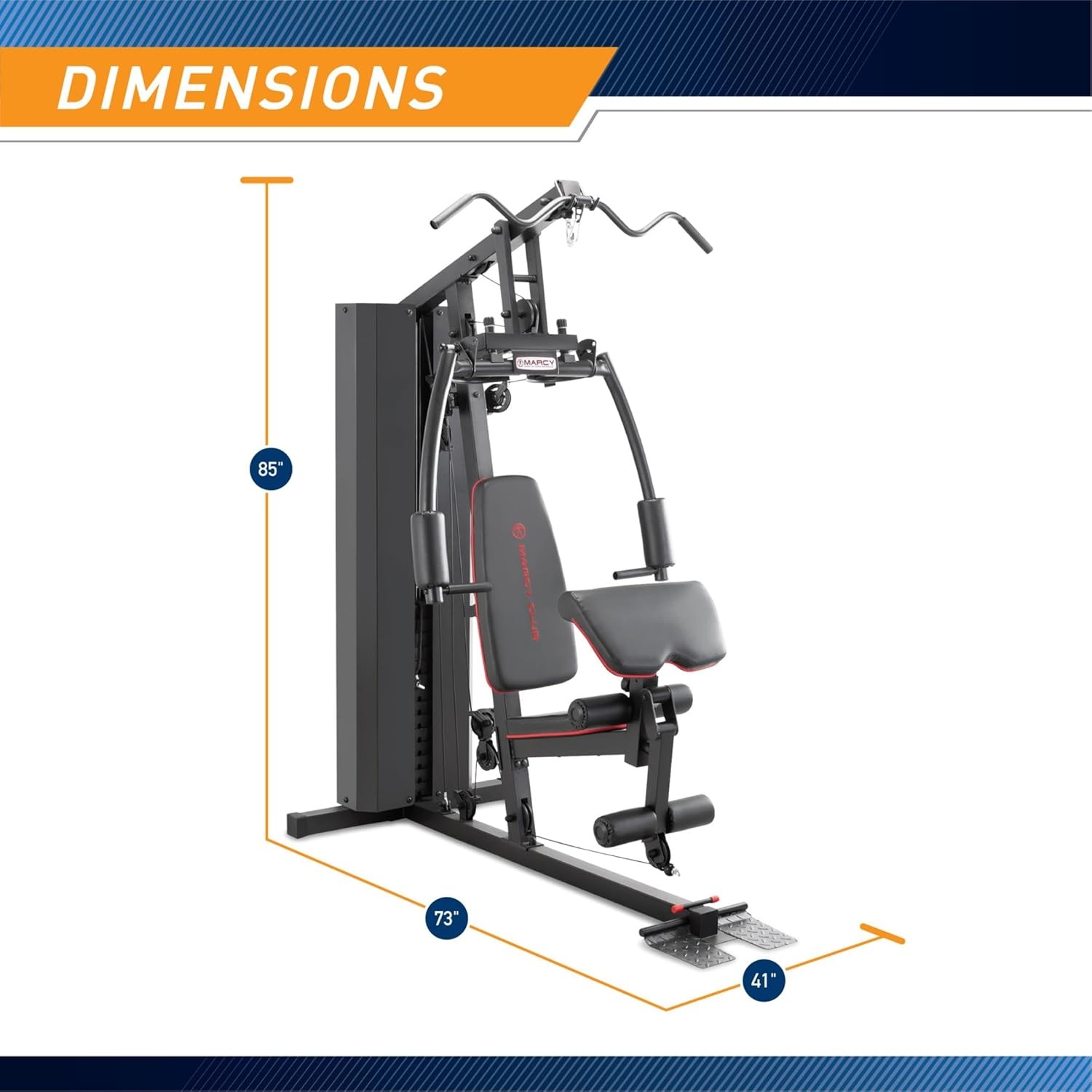 Marcy Multifunctional Workout Station 100lbs to 200lbs Stack Home Gym for Weightlifting and Bodybuilding(Black – 200 lbs)