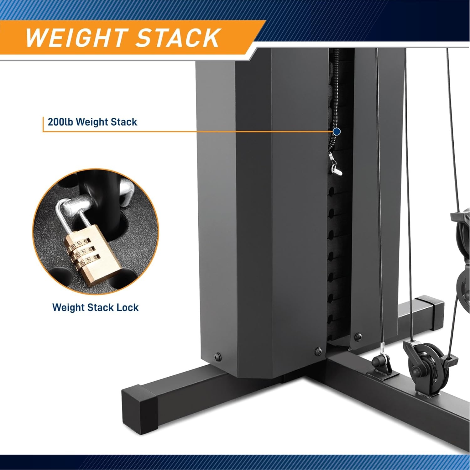Marcy Multifunctional Workout Station 100lbs to 200lbs Stack Home Gym for Weightlifting and Bodybuilding(Black – 200 lbs)