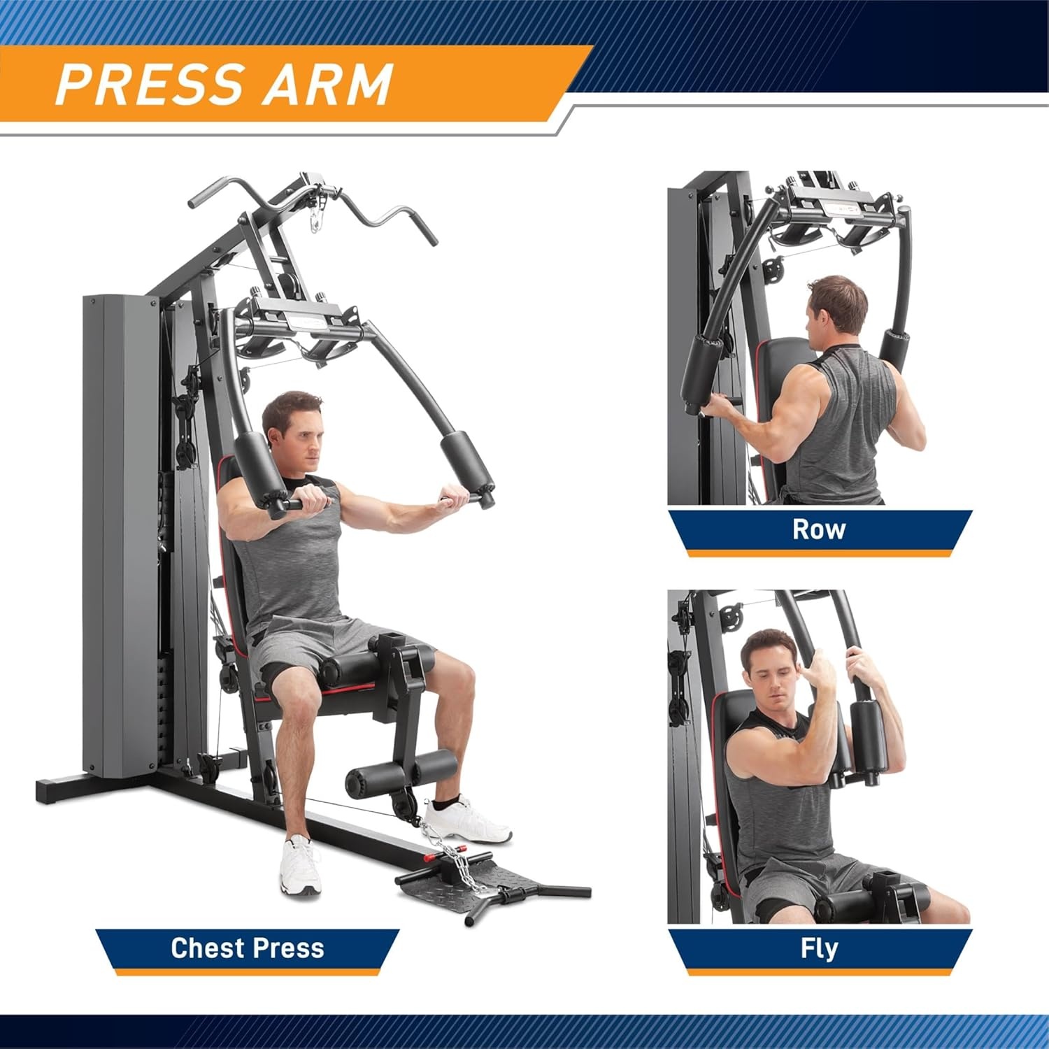 Marcy Multifunctional Workout Station 100lbs to 200lbs Stack Home Gym for Weightlifting and Bodybuilding(Black – 200 lbs)