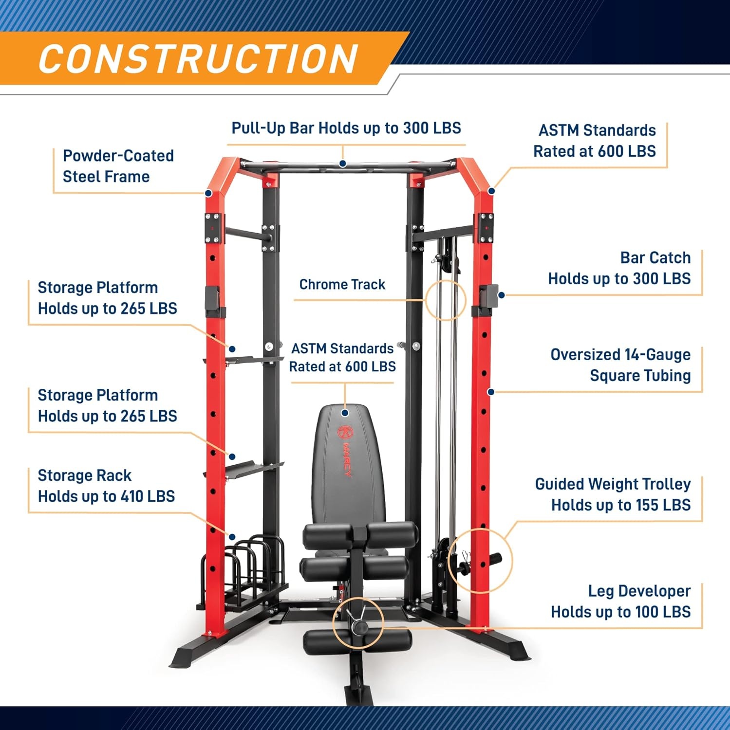 Marcy Power Cage System with Adjustable Weight Bench SM-7393