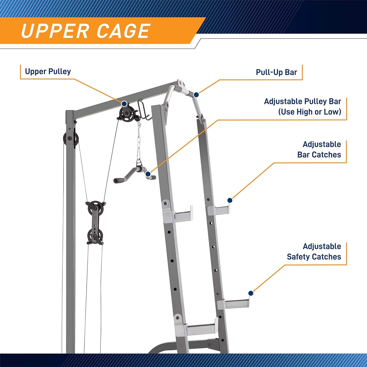 Marcy Pro Deluxe Cage System with Weightlifting Bench All-in-One Home Gym Equipment PM-5108(Black/Silver)