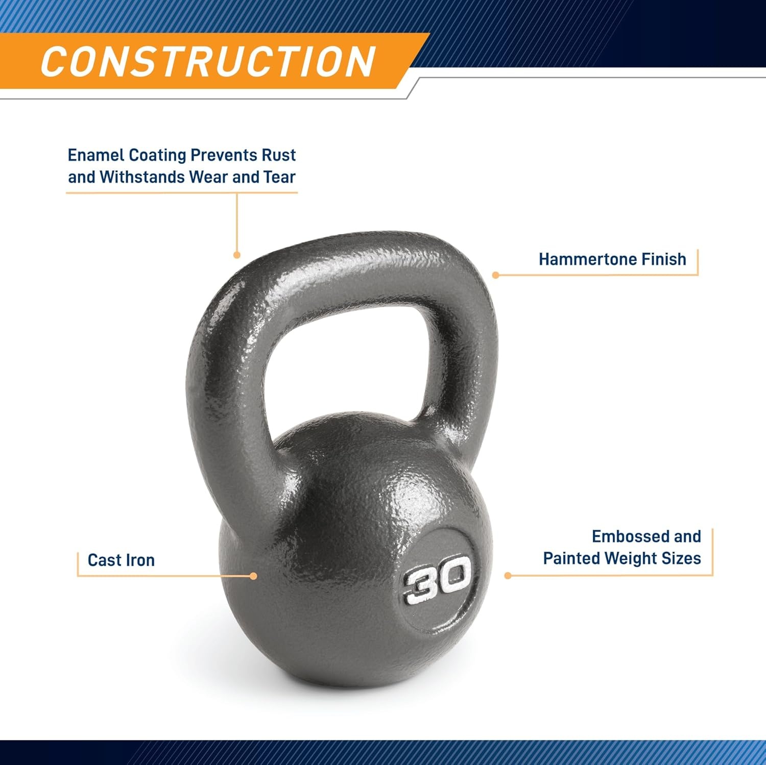 Marcy Hammertone Kettle Bells – 10 to 55 lbs. HKB Workout Weights(30 lb)