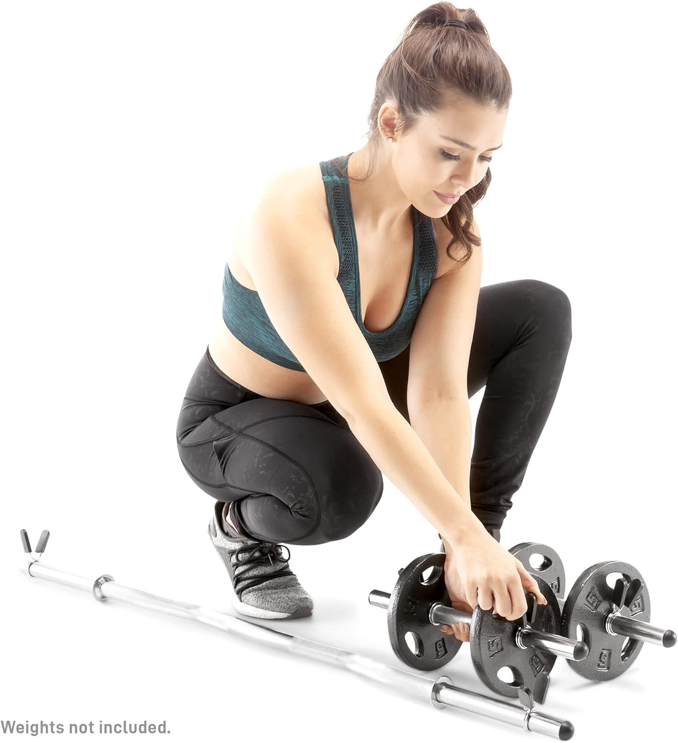 Marcy Hollow Curl Bar and Dumbbell Handle Set with Spring Collars(1 inch Diameter)