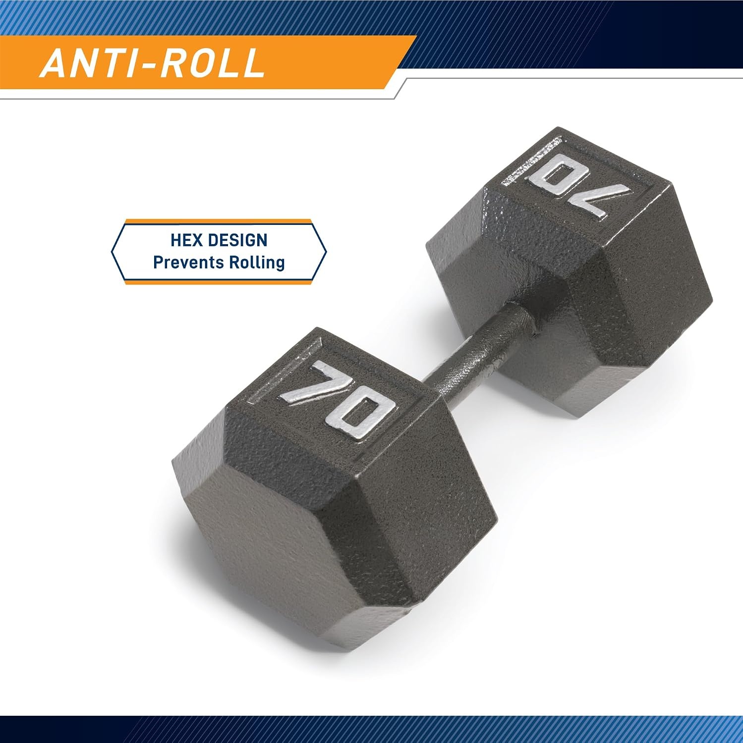 Marcy Cast Iron Hex Dumbbells Collection – Available size from 3-lb to 100-lb, SOLD INDIVIDUALLY(70lbs)