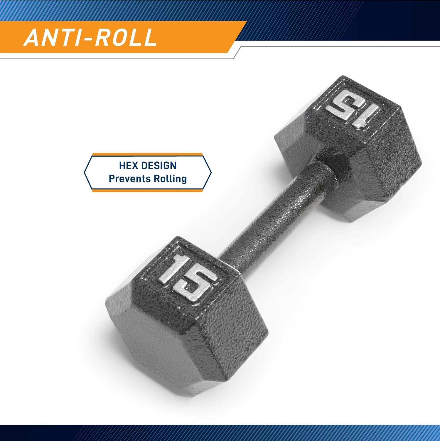 Marcy Cast Iron Hex Dumbbells Collection – Available size from 3-lb to 100-lb, SOLD INDIVIDUALLY(15lbs)