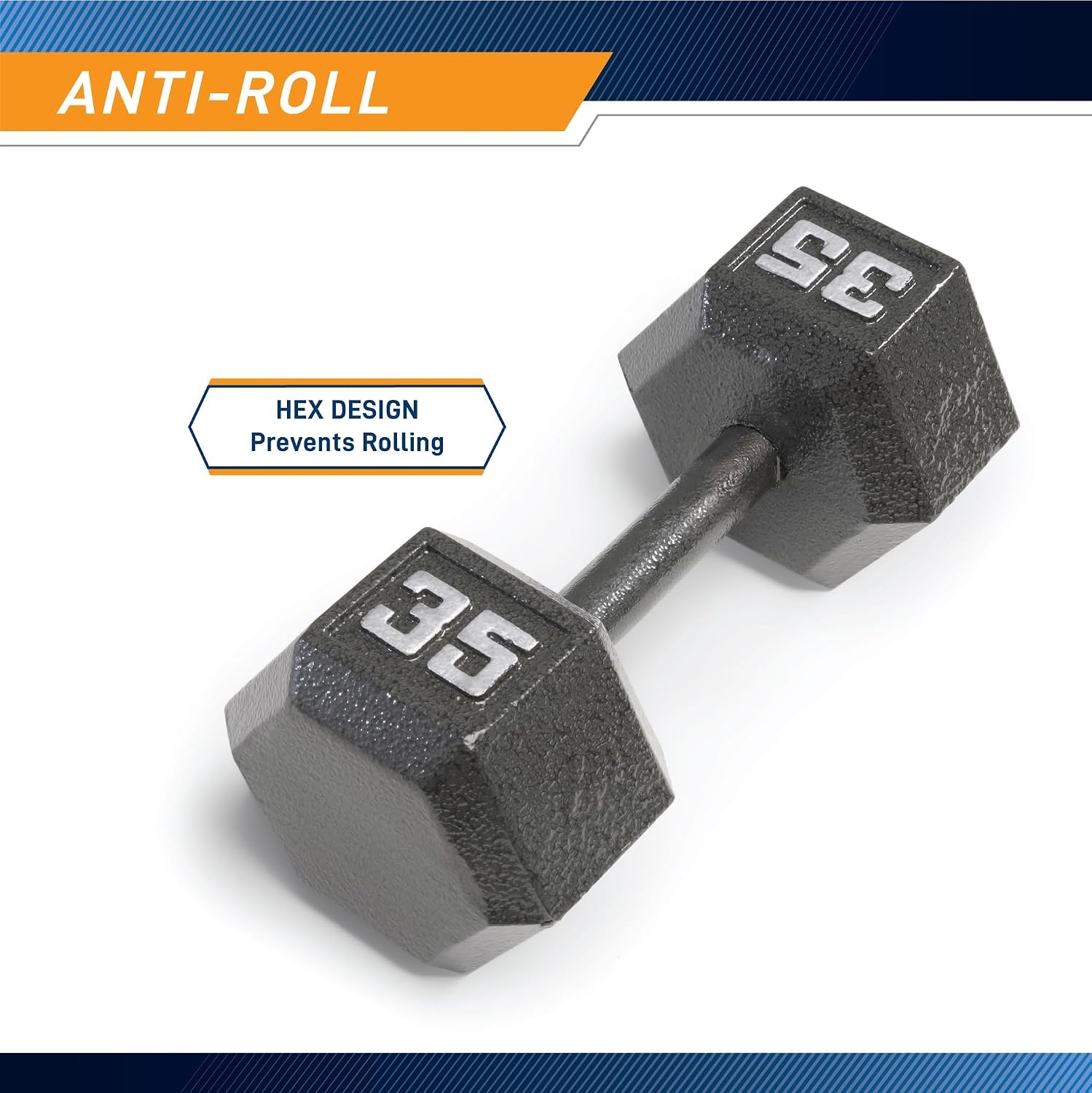 Marcy Cast Iron Hex Dumbbells Collection – Available size from 3-lb to 100-lb, SOLD INDIVIDUALLY(35lbs)