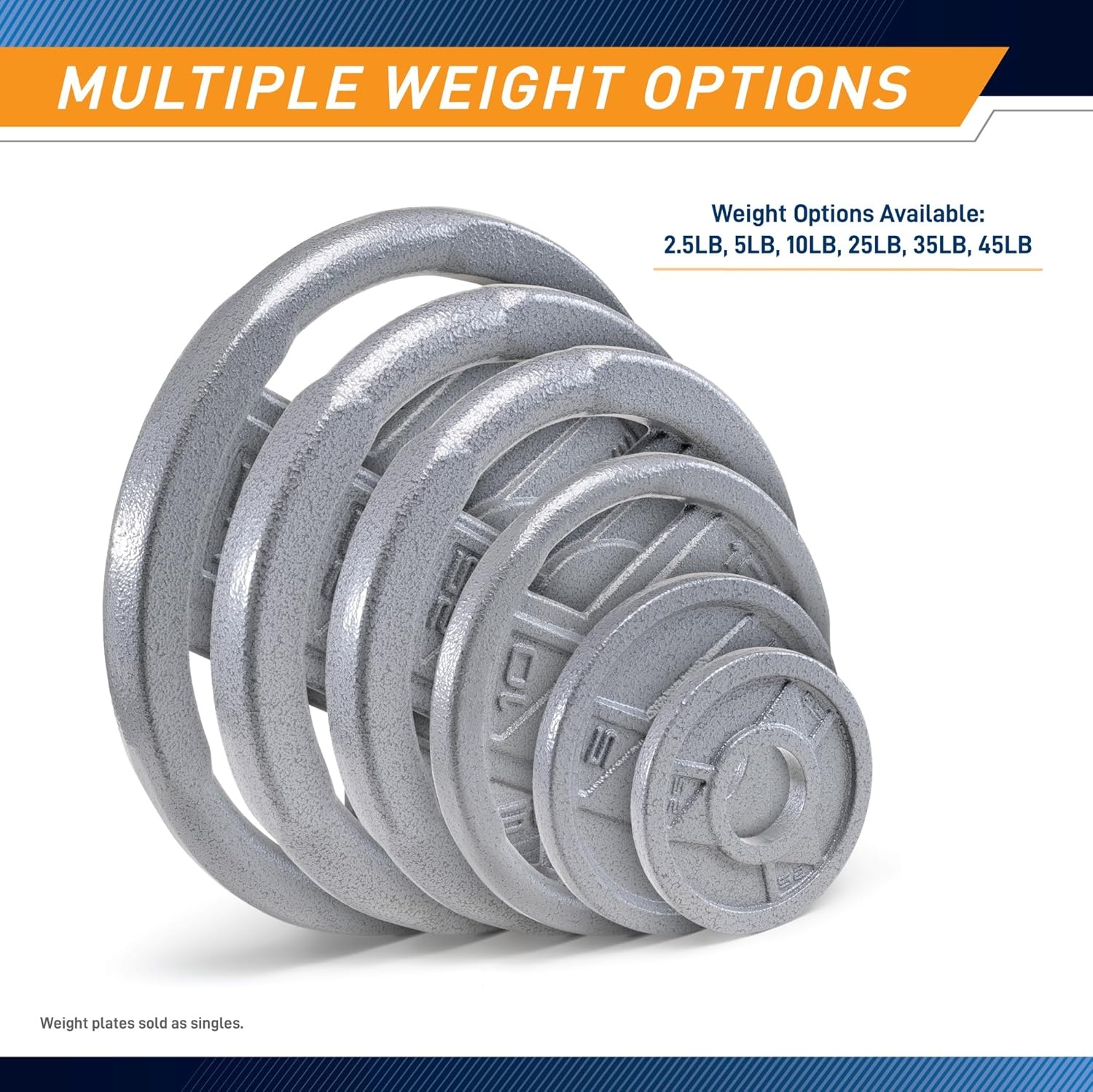 Marcy Classic 2″ Cast Iron Olympic Grip Plates for Strength Training and Weightlifting(E. 35lb_Single)