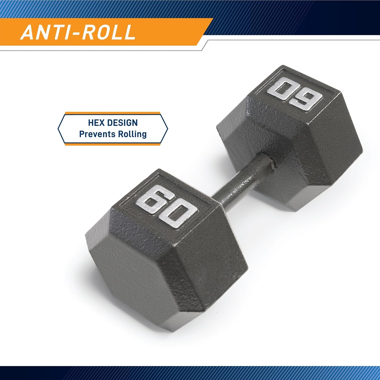 Marcy Cast Iron Hex Dumbbells Collection – Available size from 3-lb to 100-lb, SOLD INDIVIDUALLY(60lbs)