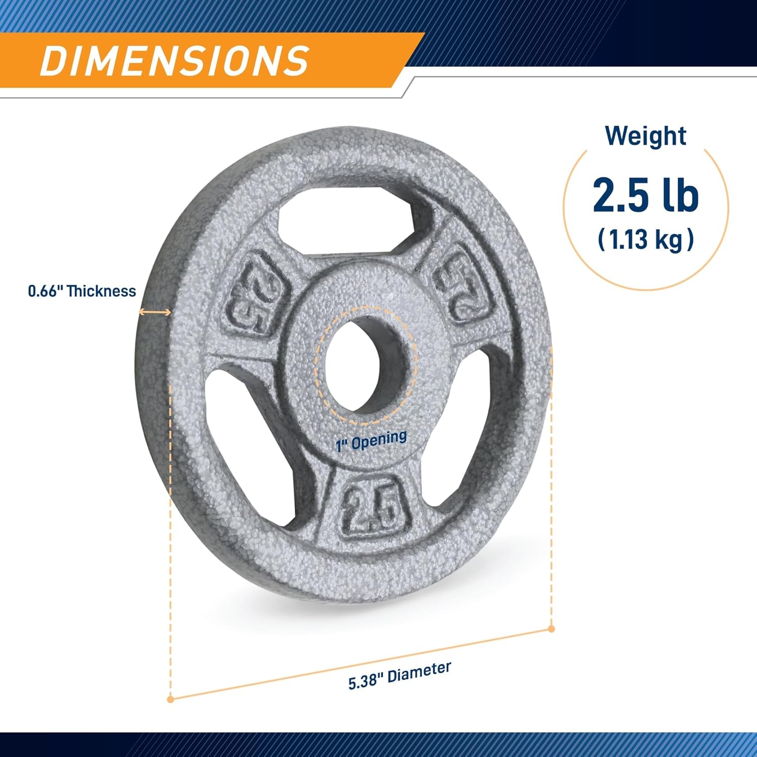 Marcy Classic 1″ Cast Iron Standard Grip Plates for Strength Training and Weightlifting(A. 2.5lb_Single)