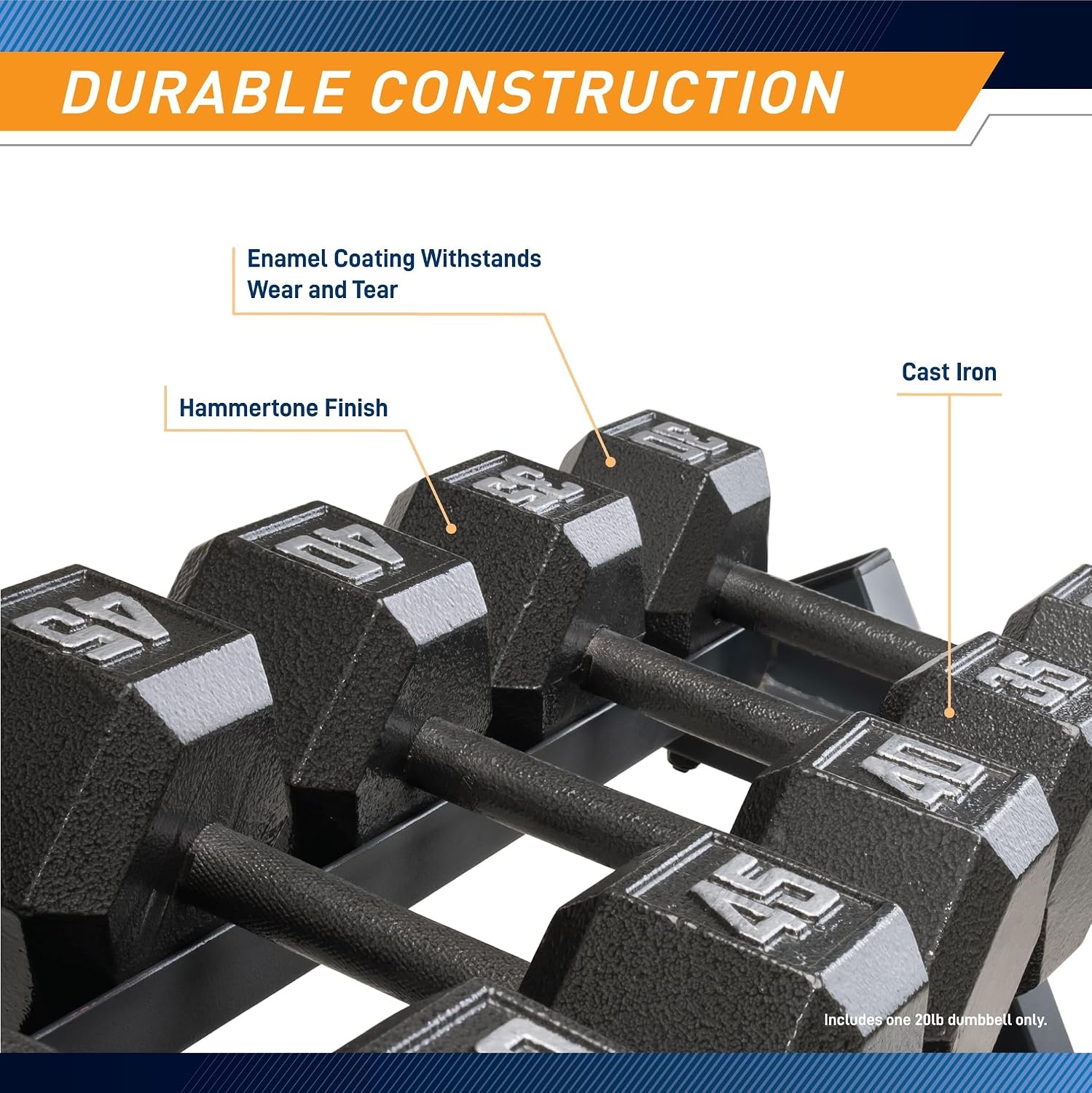 Marcy Cast Iron Hex Dumbbells Collection – Available size from 3-lb to 100-lb, SOLD INDIVIDUALLY(20lbs)