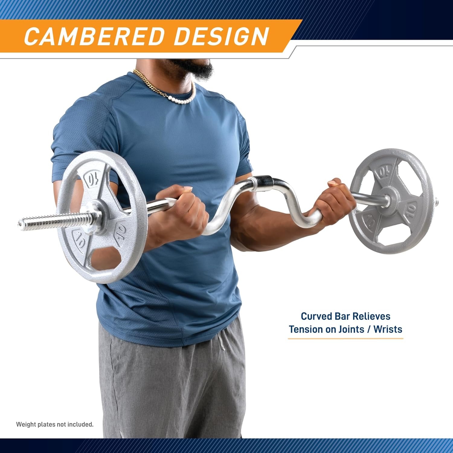 Marcy 1 inch Standard Curl Bar with Spin-Lock Collars Weightlifting Strength Training Home Gym Accessory for Triceps and Biceps(Two-Piece)