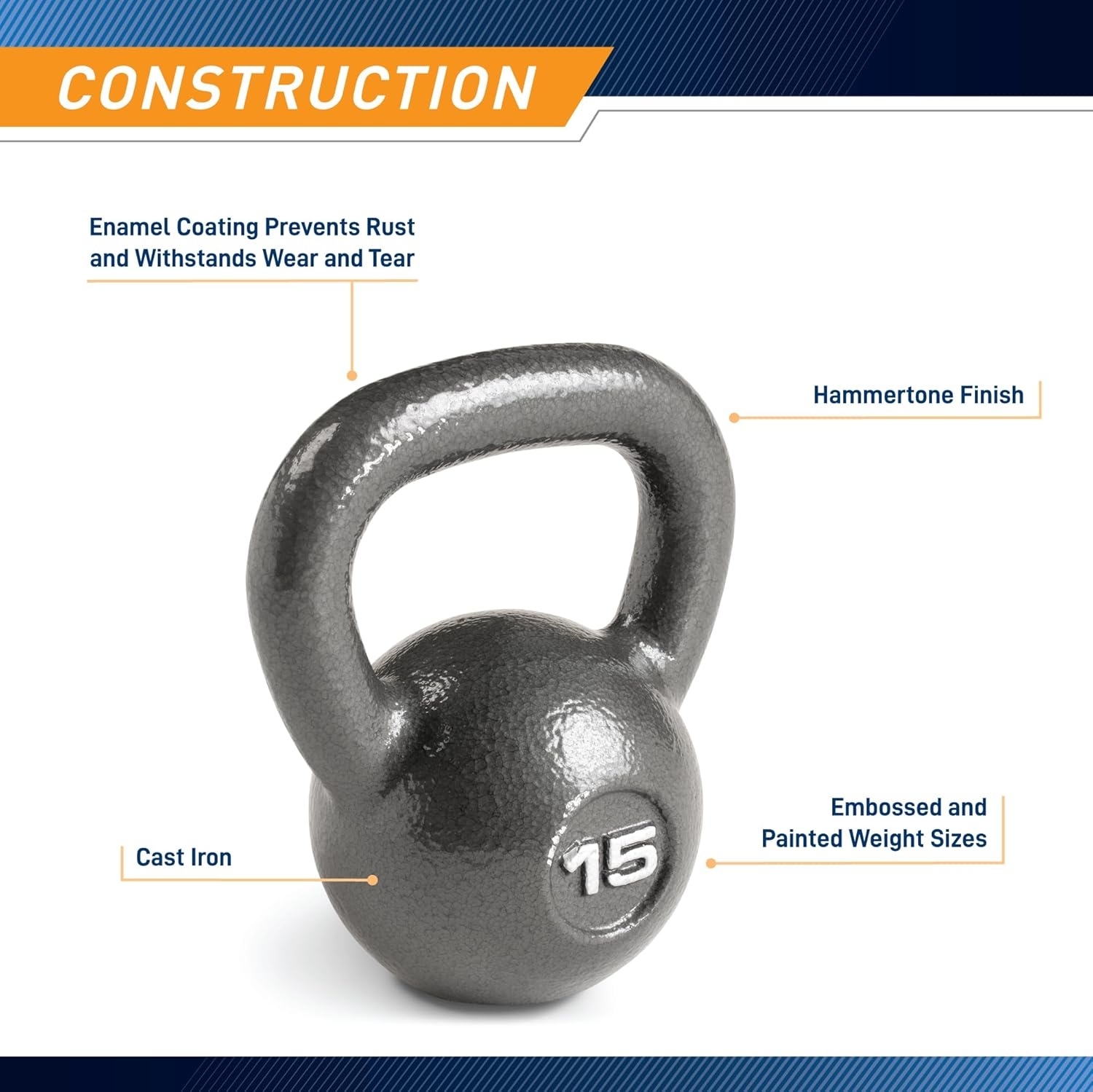 Marcy Hammertone Kettle Bells – 10 to 55 lbs. HKB Workout Weights(15 lb)